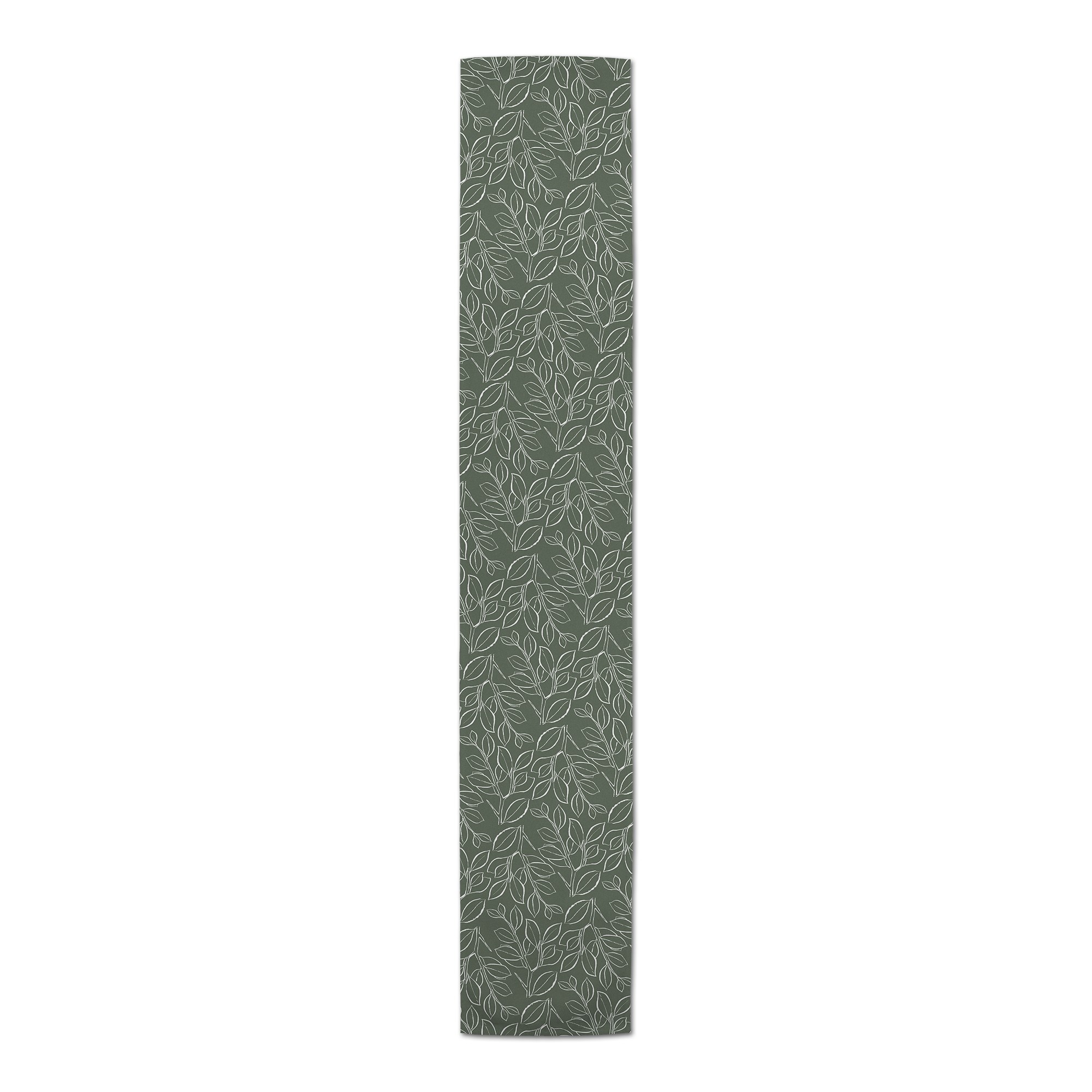 Sage Lined Leaves 16 x 90 Cotton Twill Runner