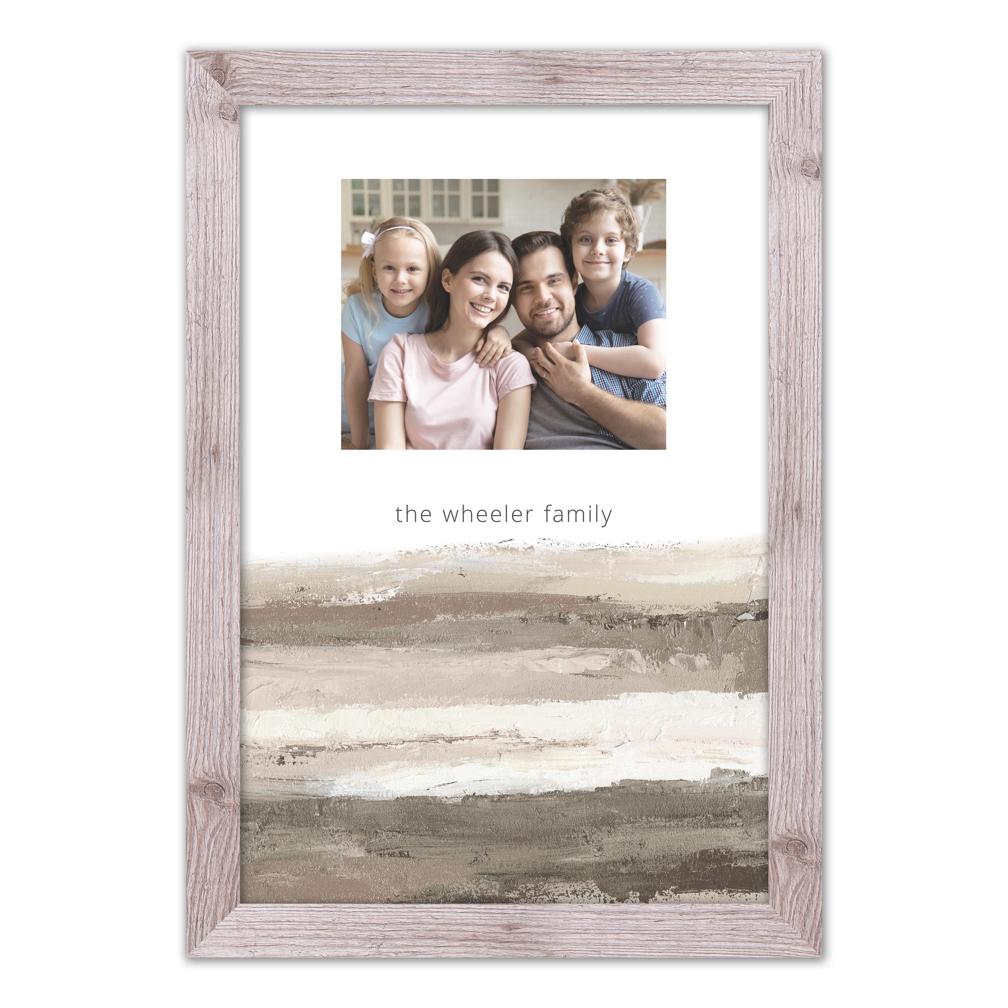 Neutral Horizontal Paint Stroke Personalized 20 x 30 Western White Framed Print