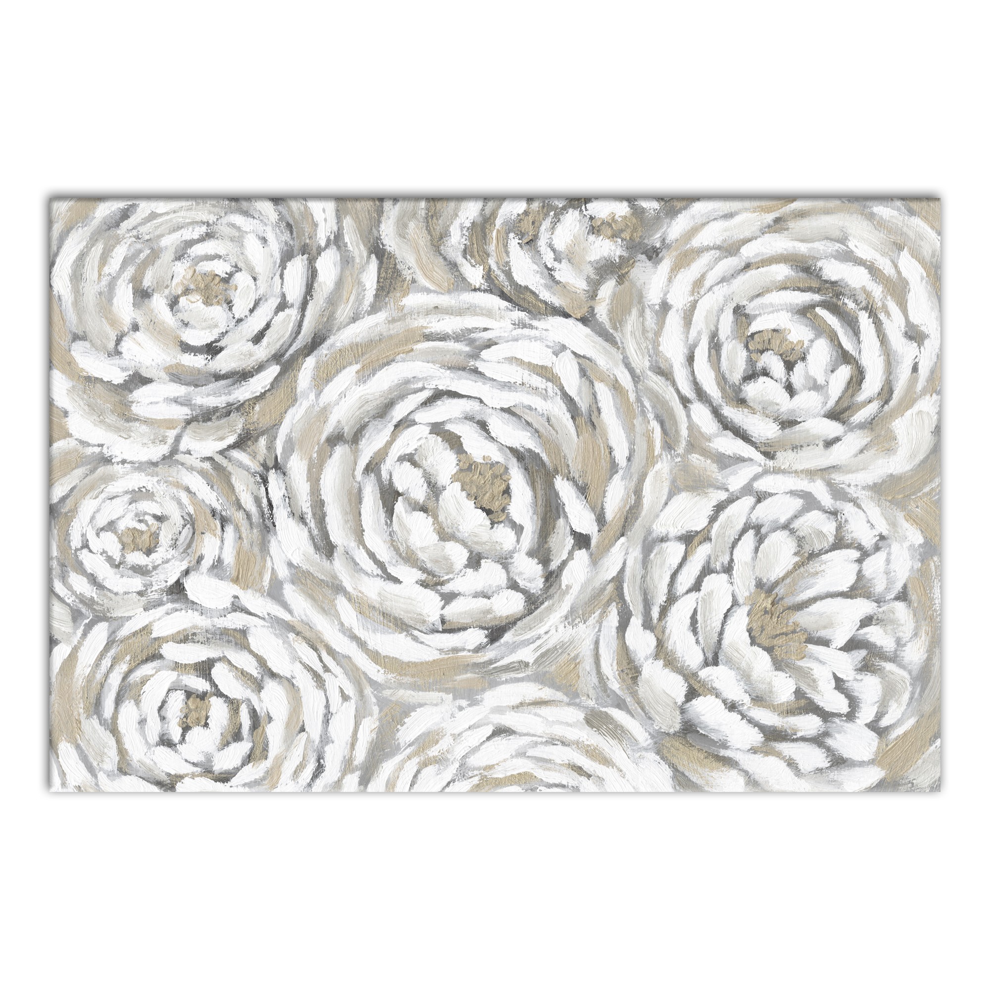 Cream and Gray Floral 30 x 20 Canvas Wall Art