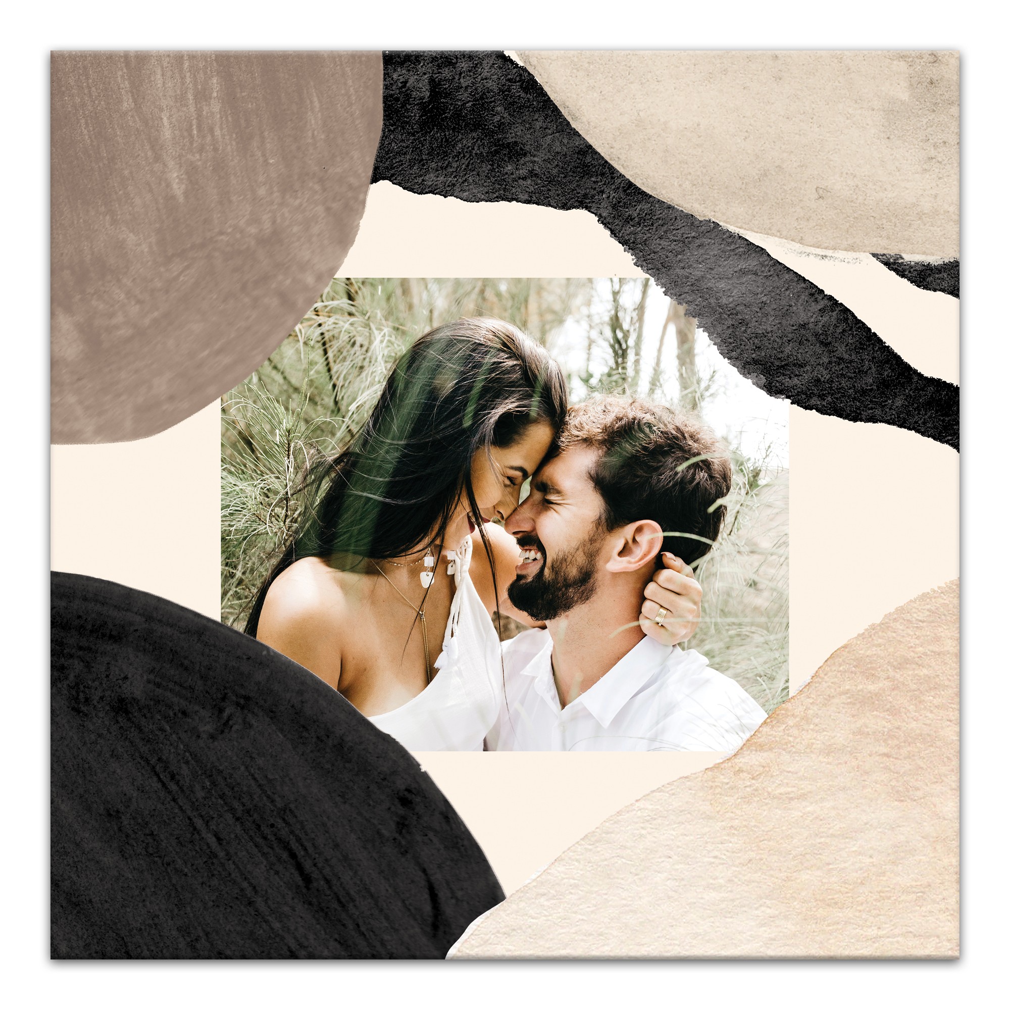 Neutral Flowy Shapes Personalized 24 x 24 Canvas Wall Art