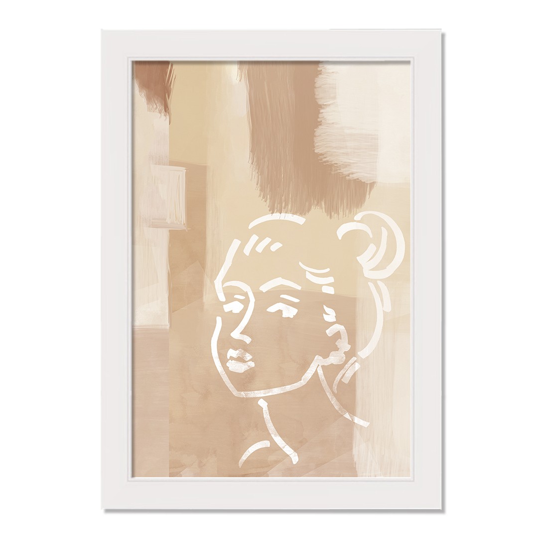 Neutral Desert Girl 12 x 16 White Framed Print Under Plexiglass