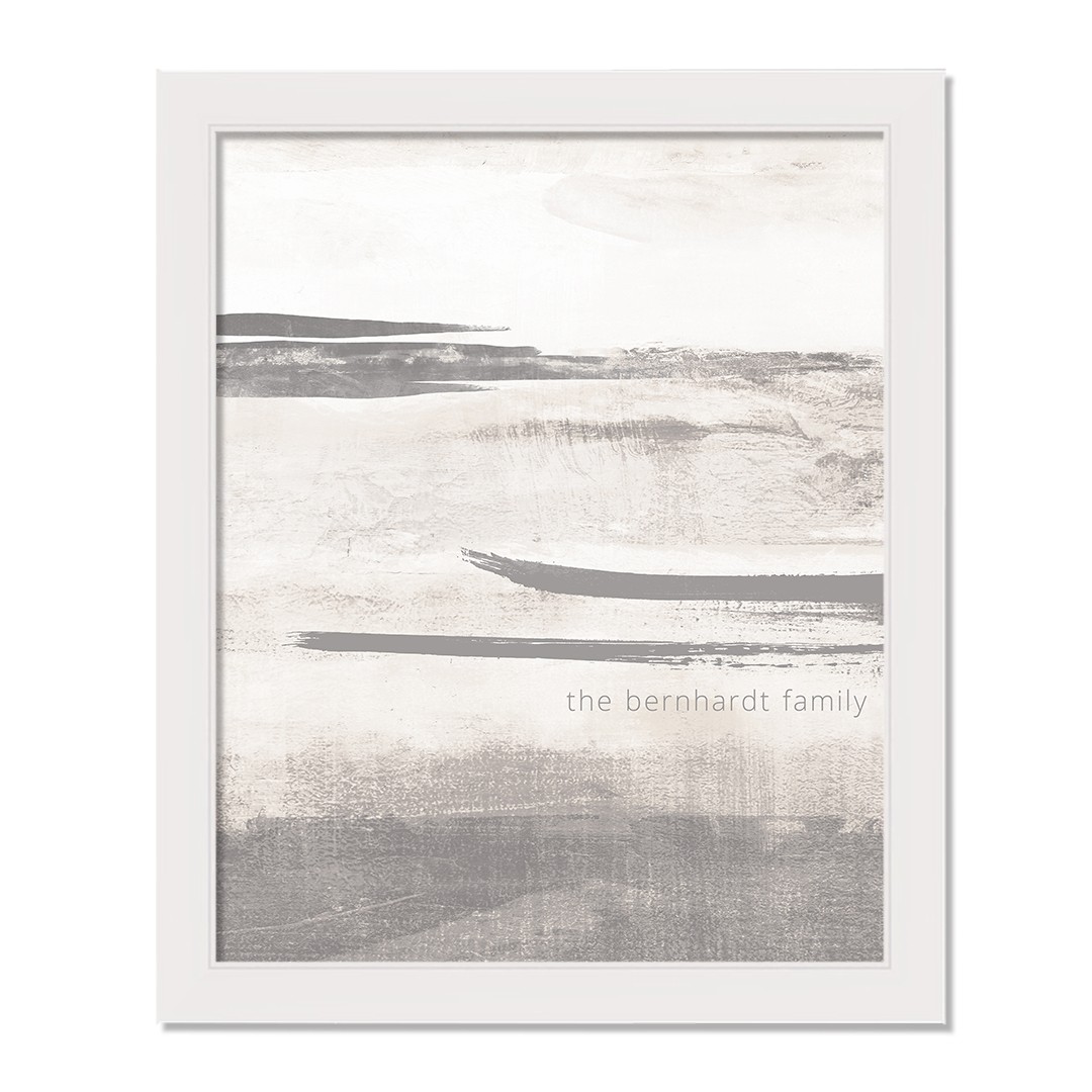Neutral Stroke Abstract Personalized 16 x 20 White Framed Print Under Plexiglass