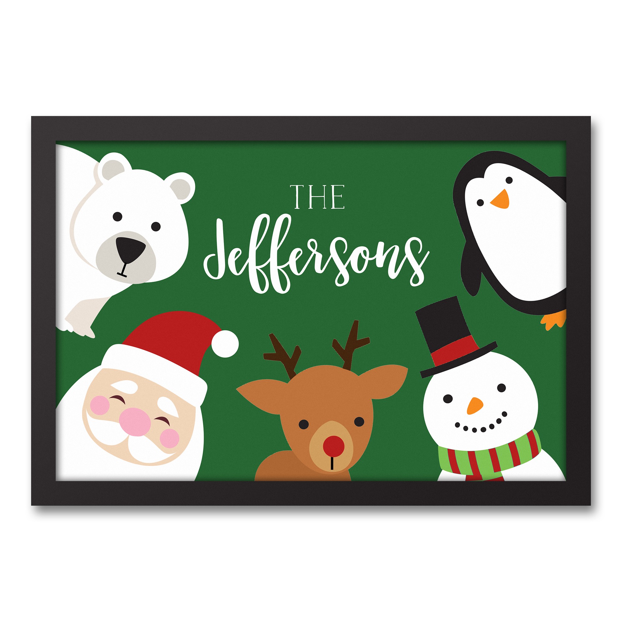Holiday Icons Hello Personalized 19.73 x 13.73 Black Framed Canvas