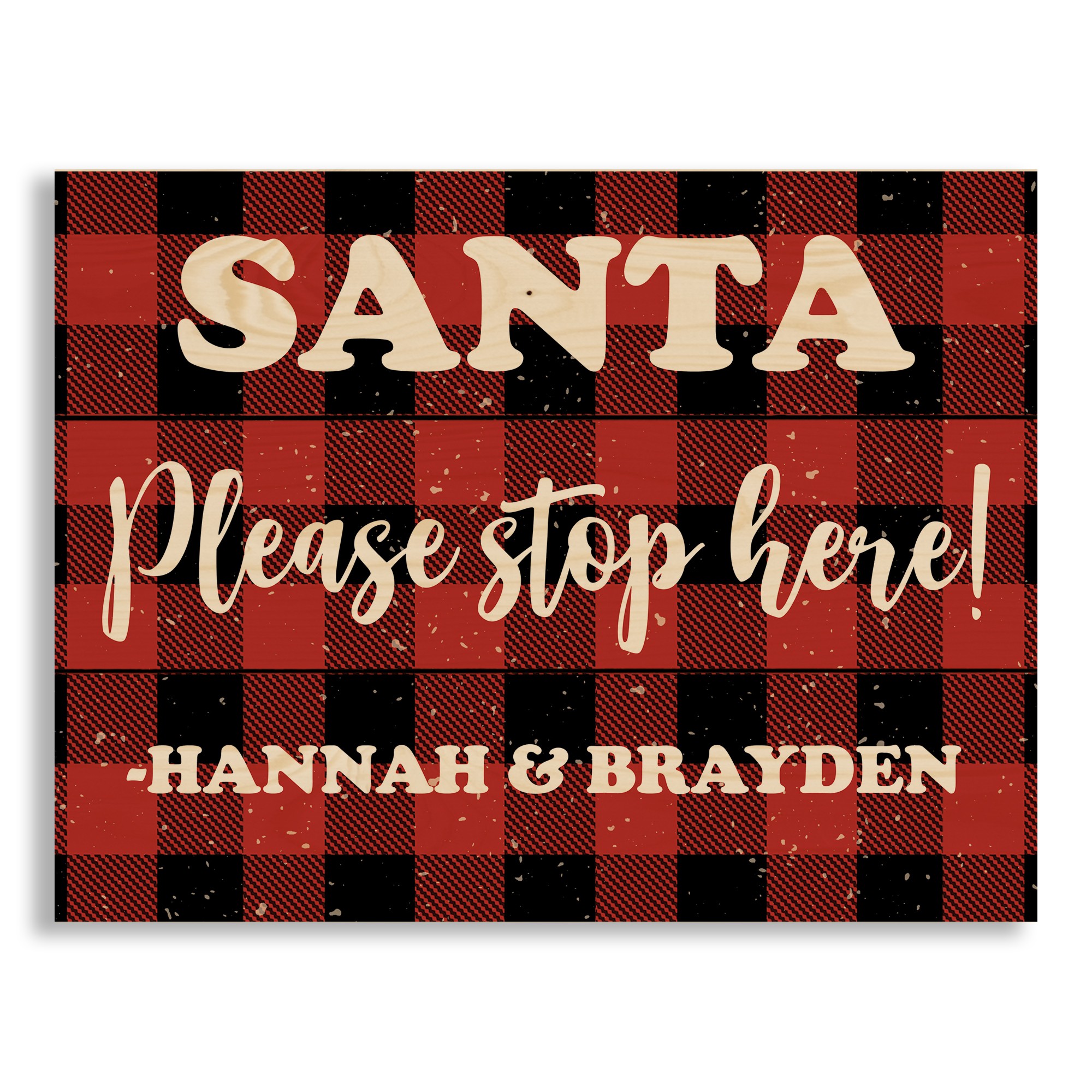 Santa Please Stop Here Personalized 10.69 x 14 Pallet Wood Art