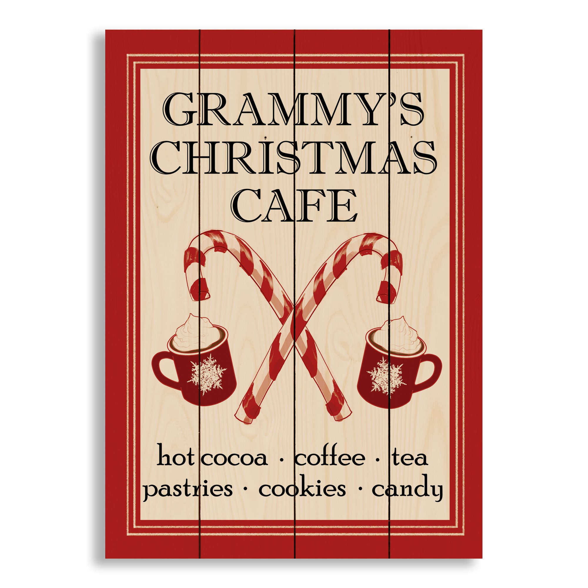 Christmas Café Personalized 14.25 x 20 Pallet Wood Art