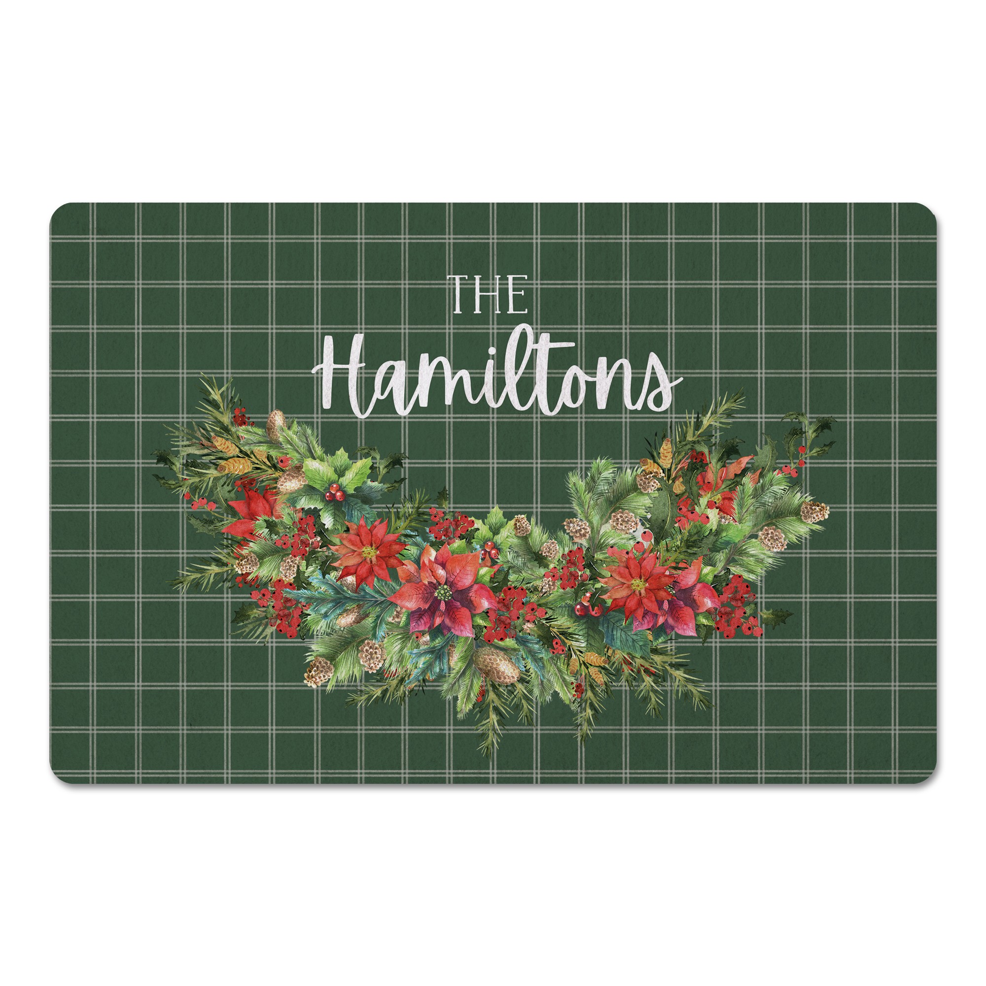 Holy Wreath Check Personalized 18 x 27 Floor Mat