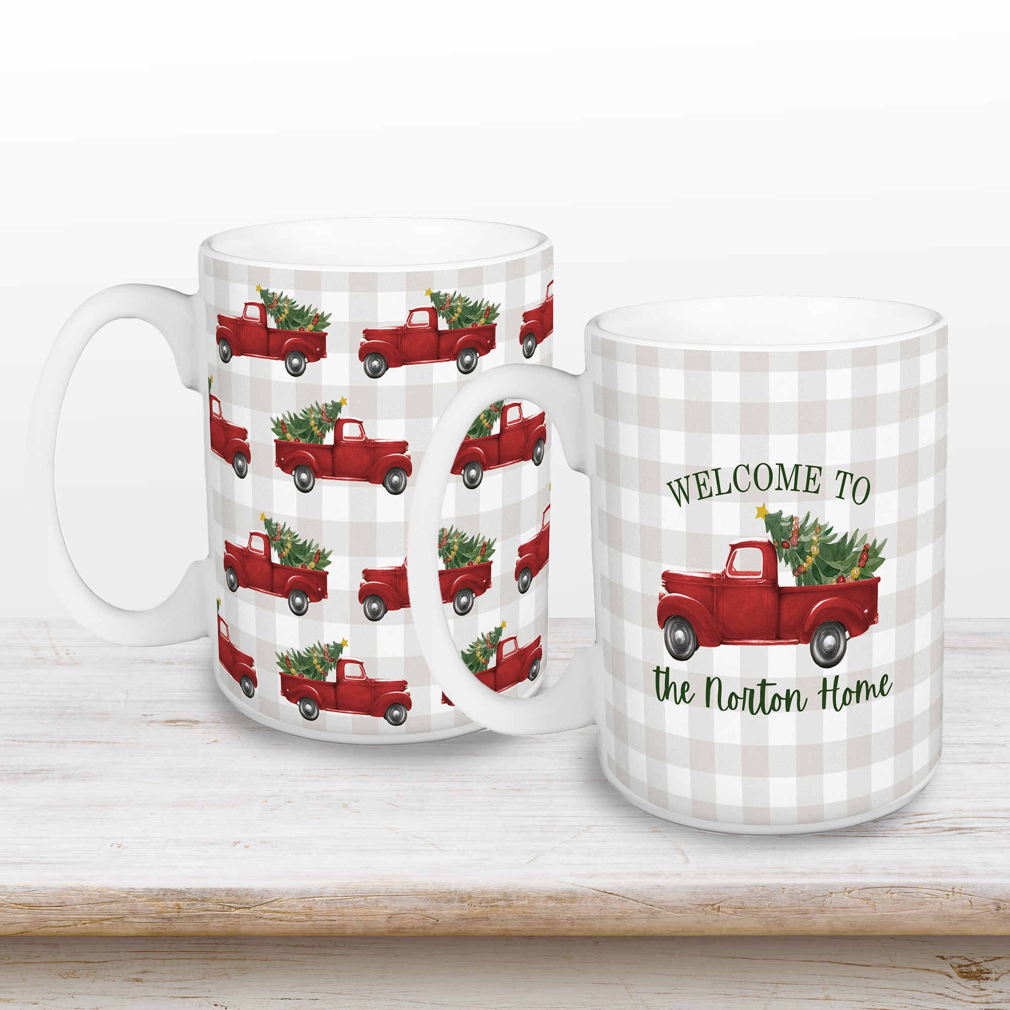 Welcome Christmas Truck Personalized 5 x 4.62 Mug