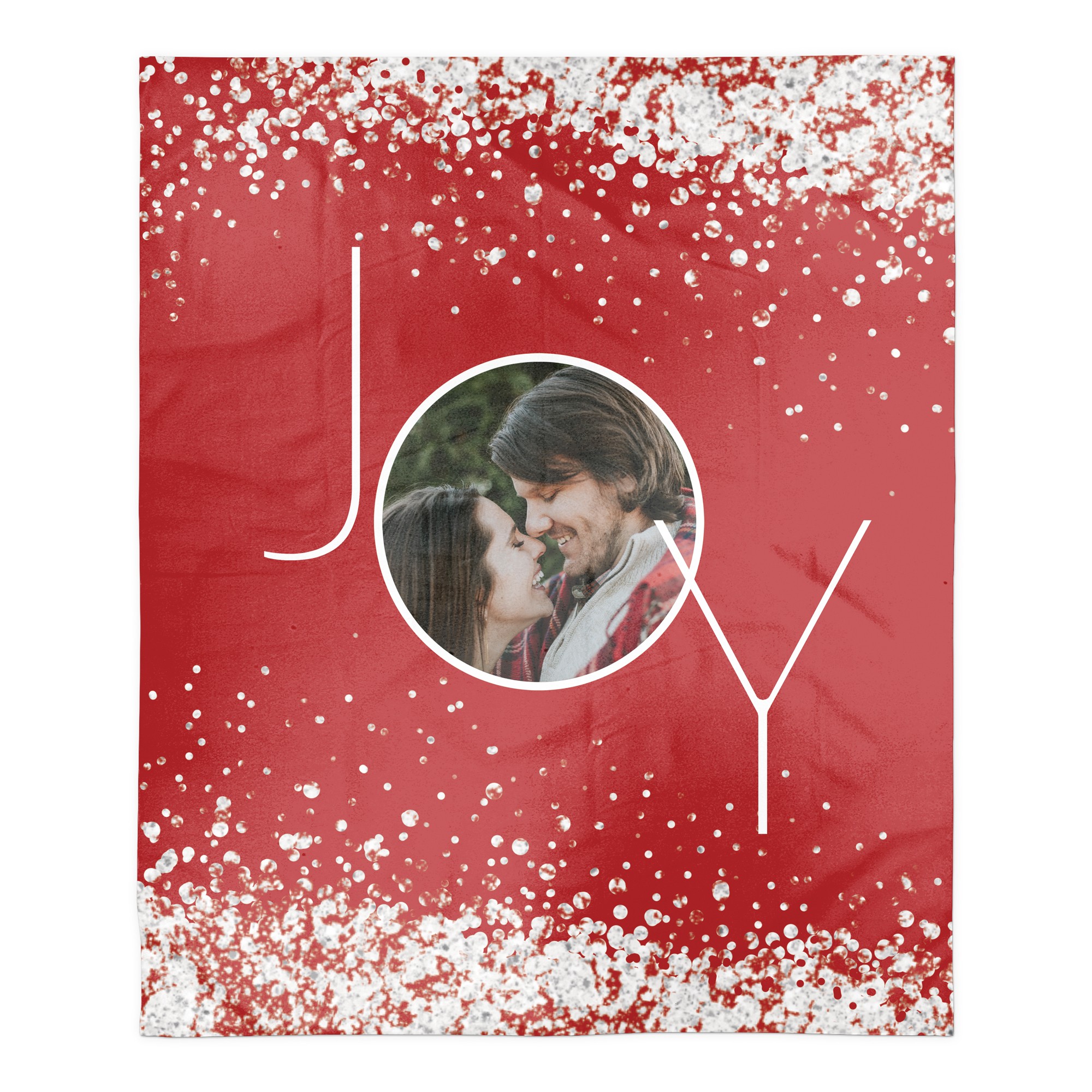 Red Snowflake Joy Personalized 50 x 60 Sherpa Fleece Blanket