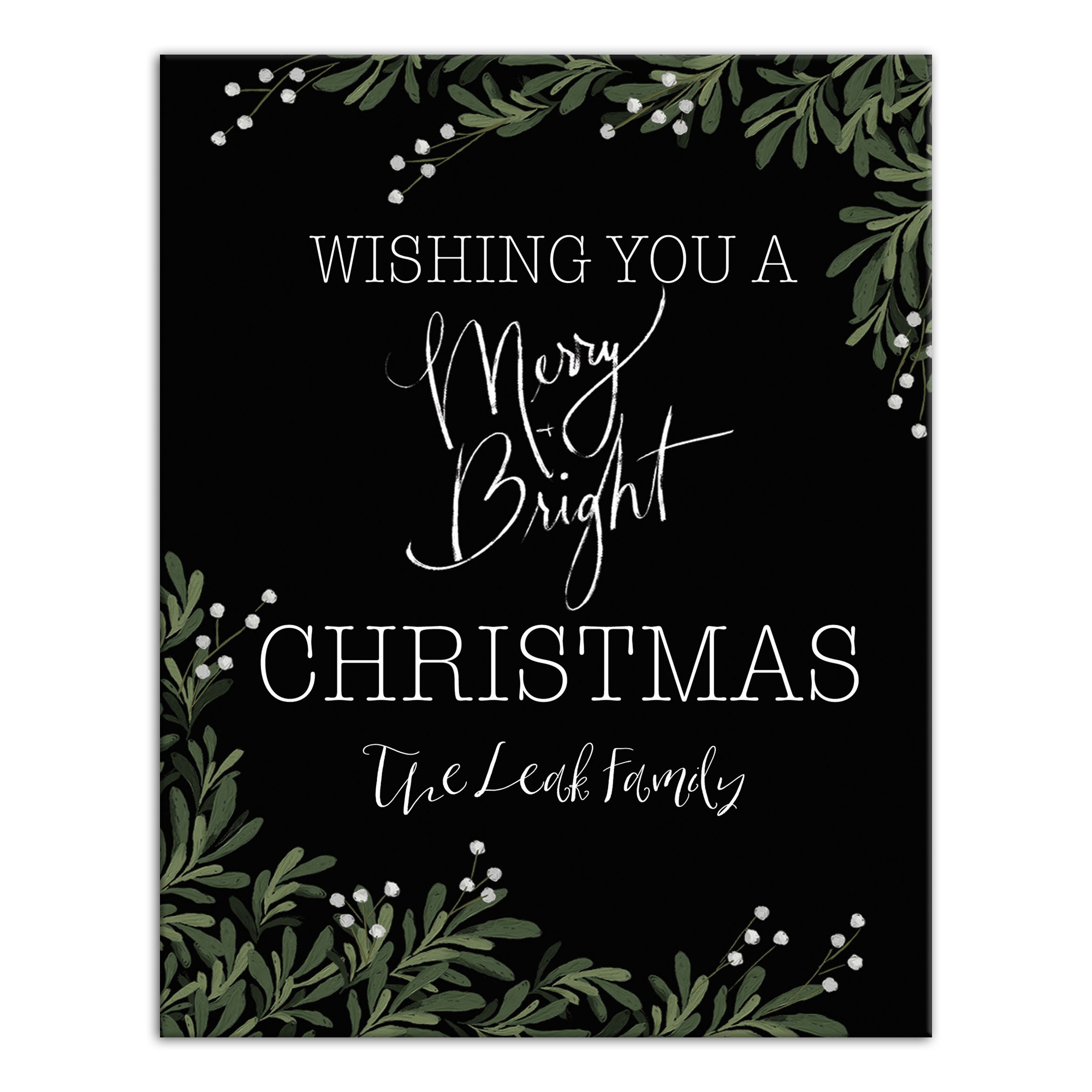 A Merry and Bright Christmas Personalized 11 x 14 Canvas Wall Art