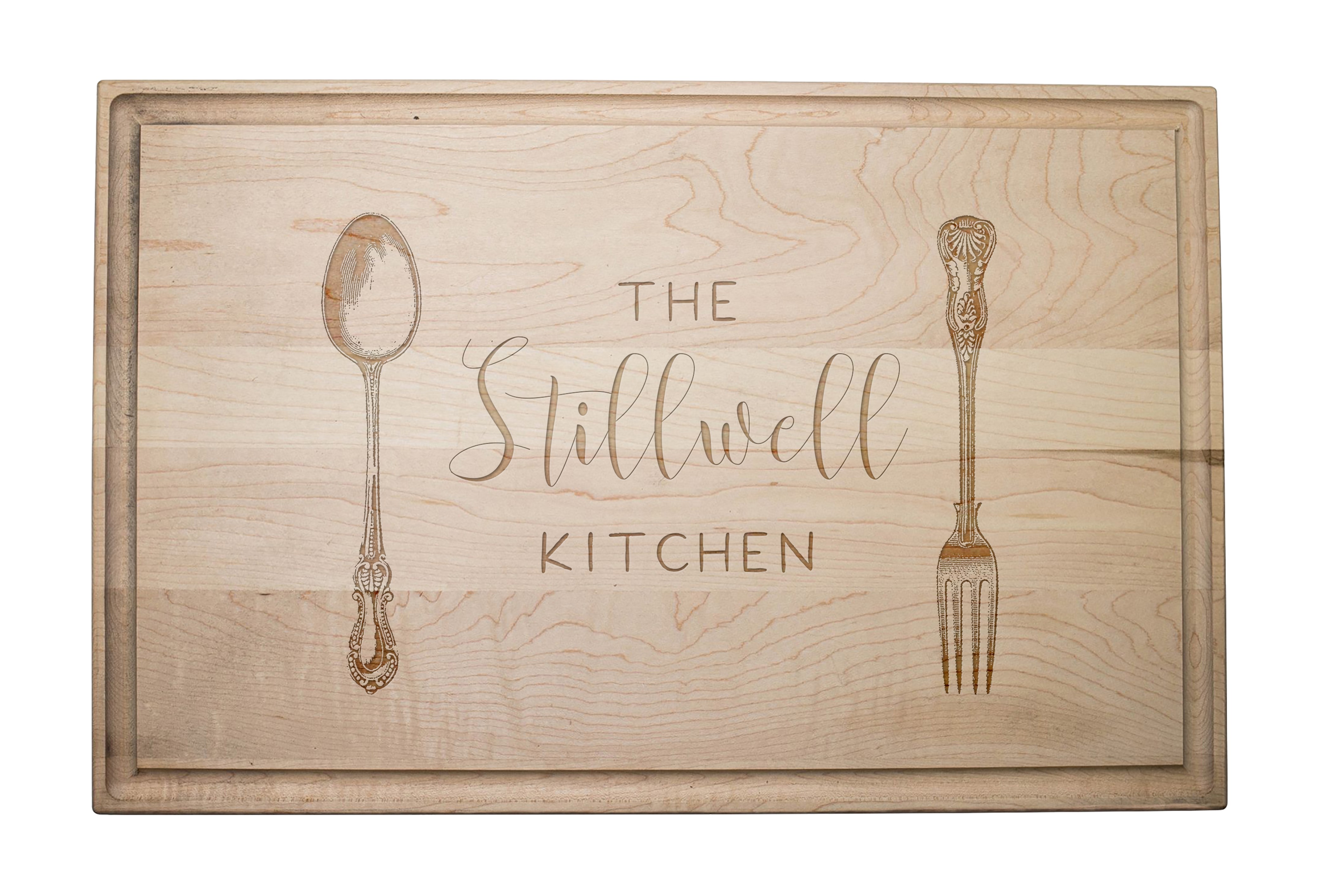 Kitchen Utensils Personalized 17 x 11 Maple Cutting Board