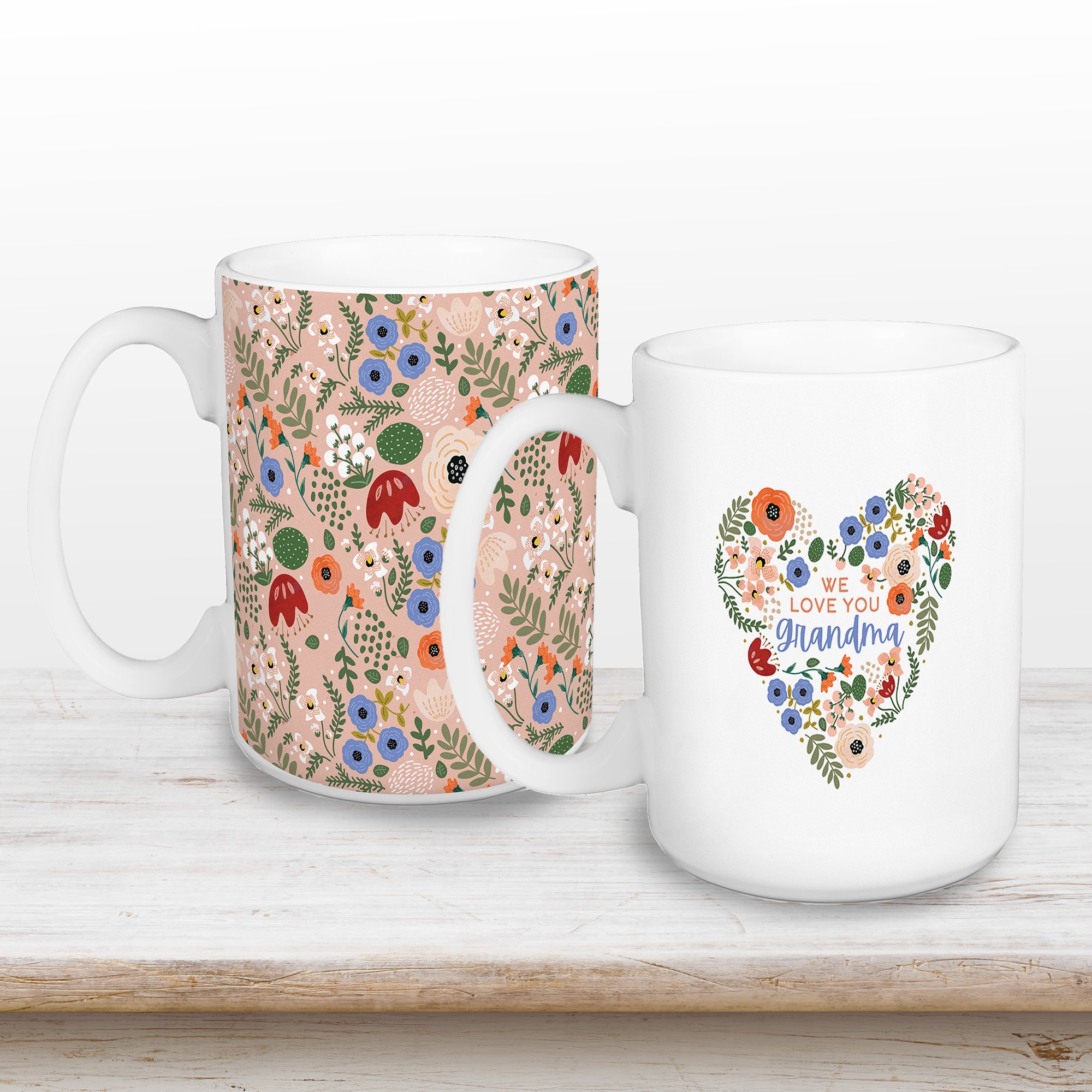 We Love You Floral Personalized 5 x 4.62 Mug