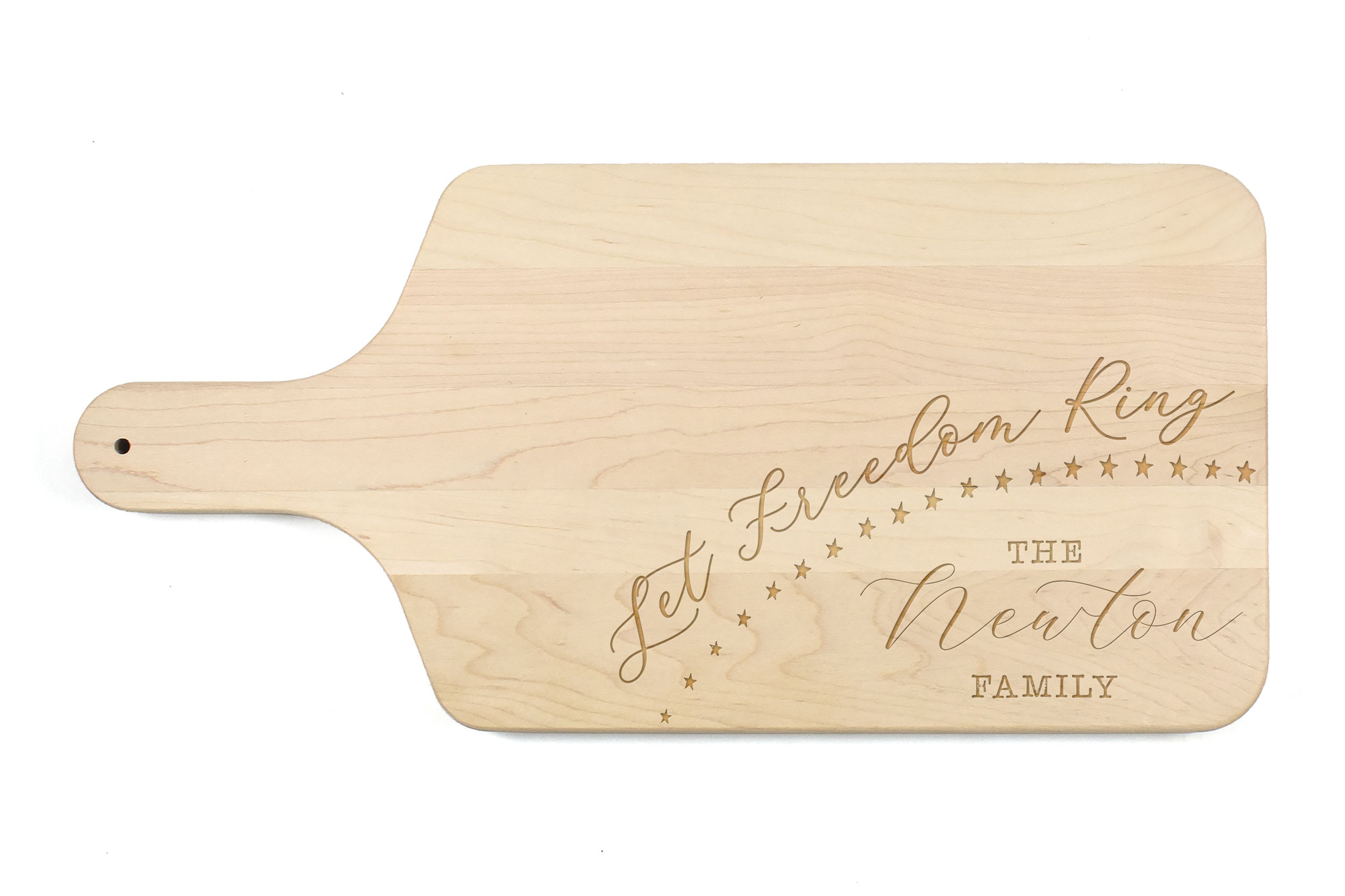 Let Freedom Ring Personalized 17 x 8 Maple Paddle Cutting Board
