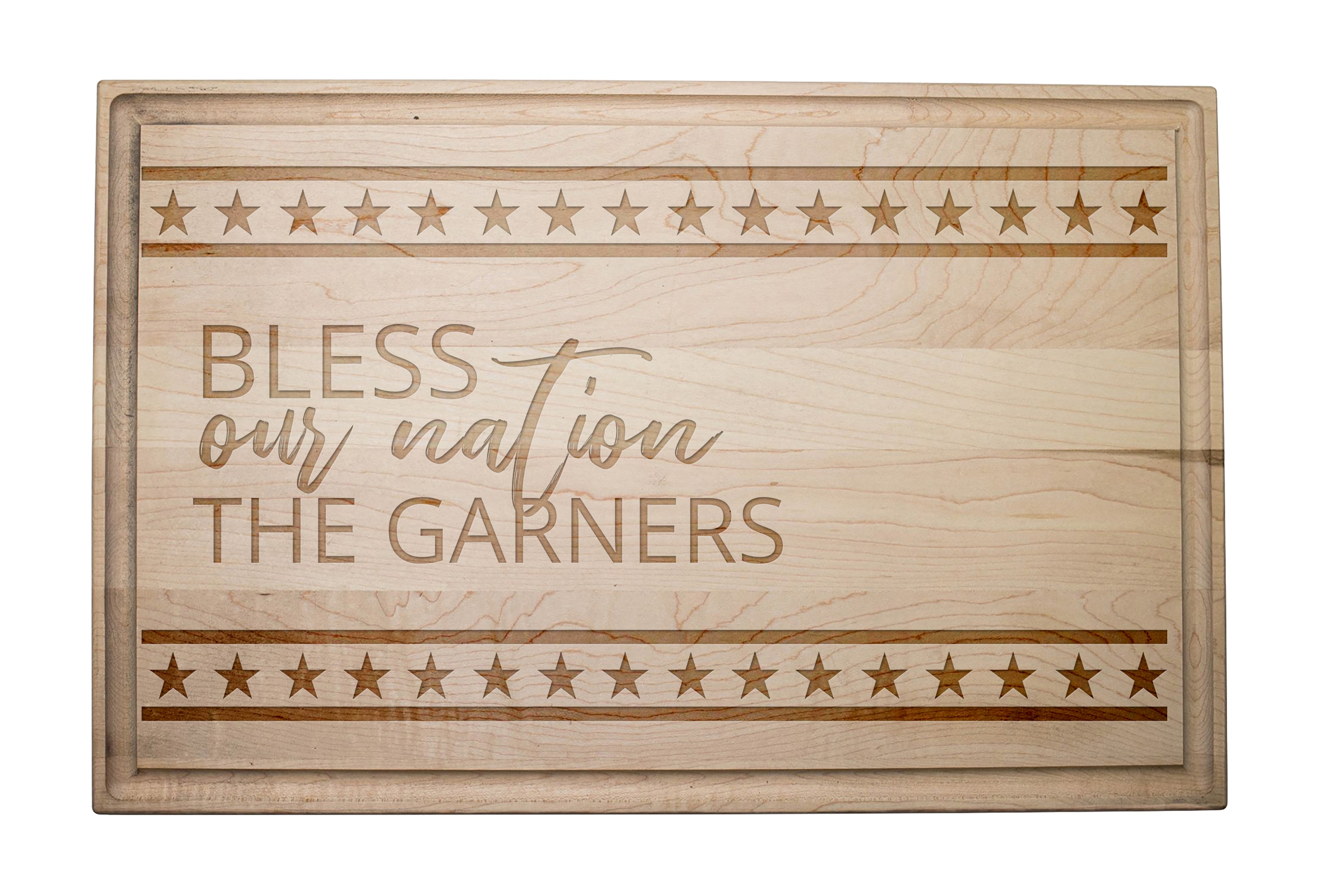 Bless our Nation Personalized 17 x 11 Maple Cutting Board