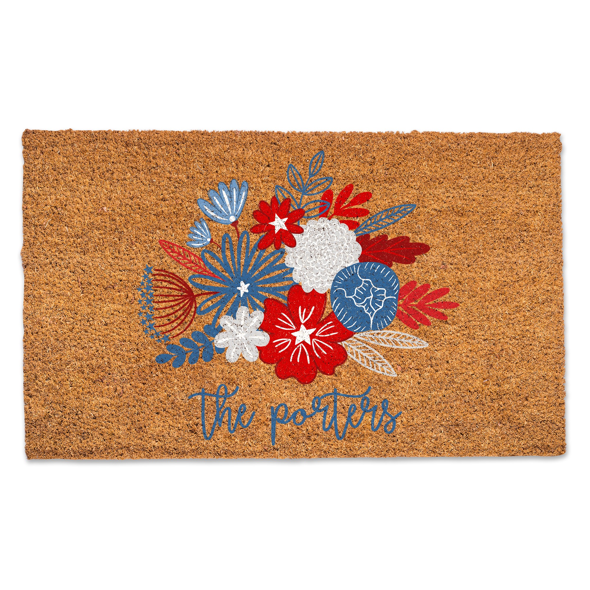 Patriotic Flower Bunch Personalized 30 x 18 Door Mat