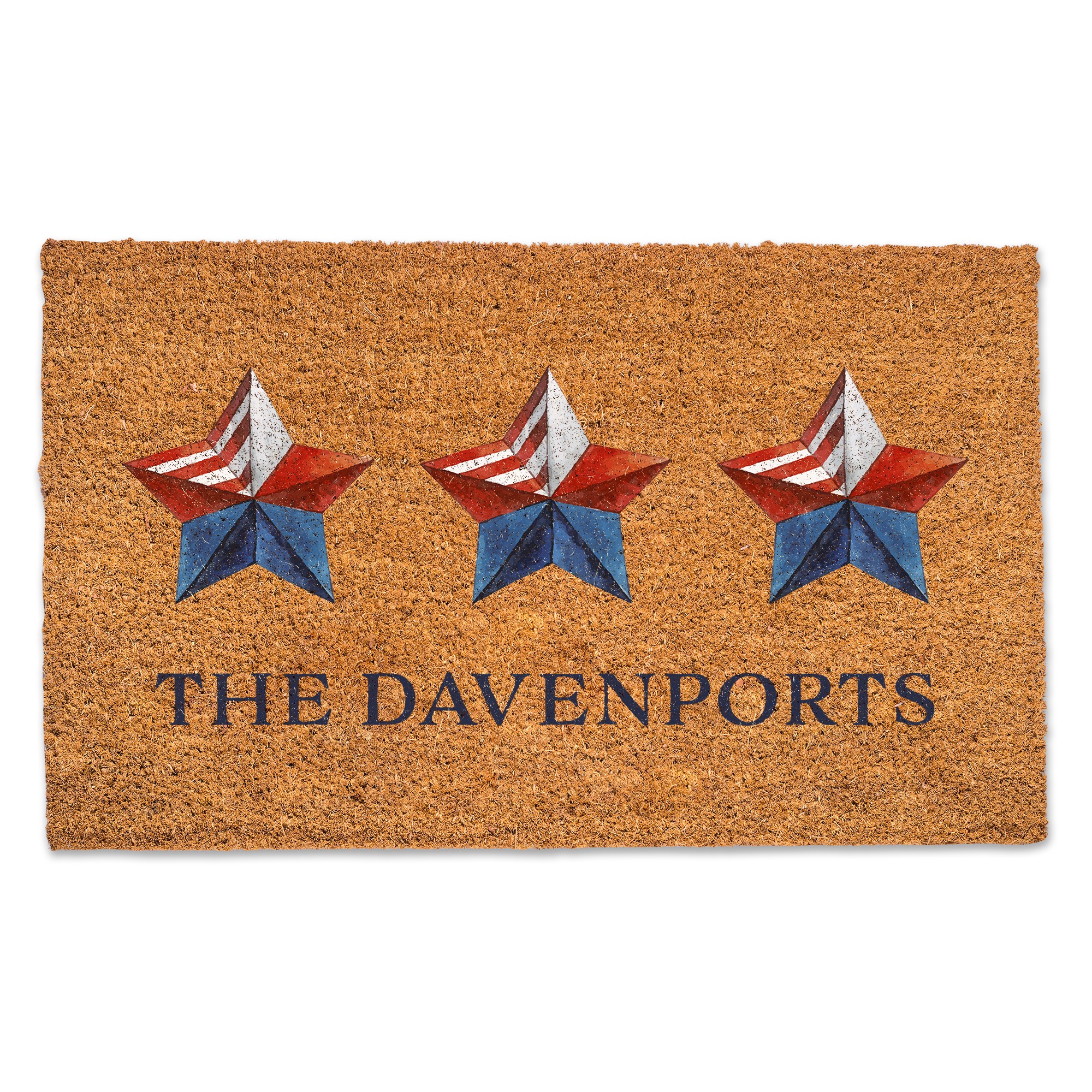 Patriotic Star Trio Personalized 30 x 18 Door Mat