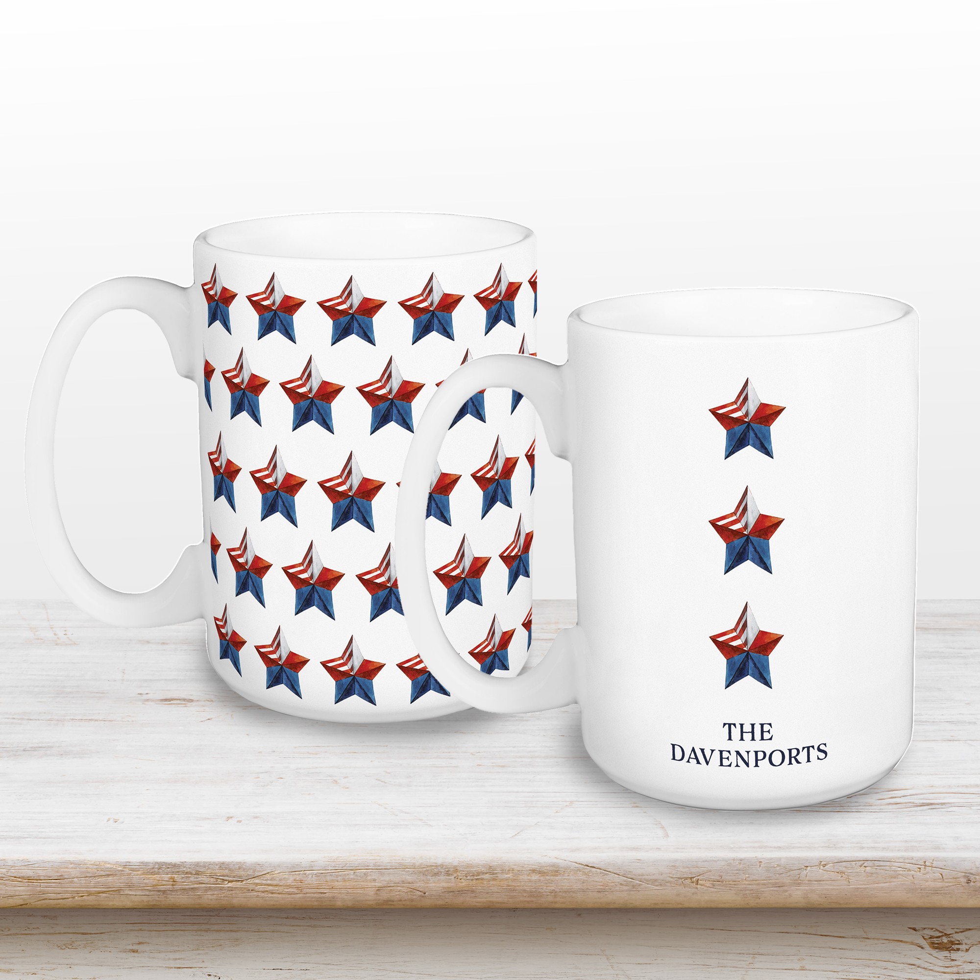 Patriotic Star Trio Personalized 5 x 4.62 Mug