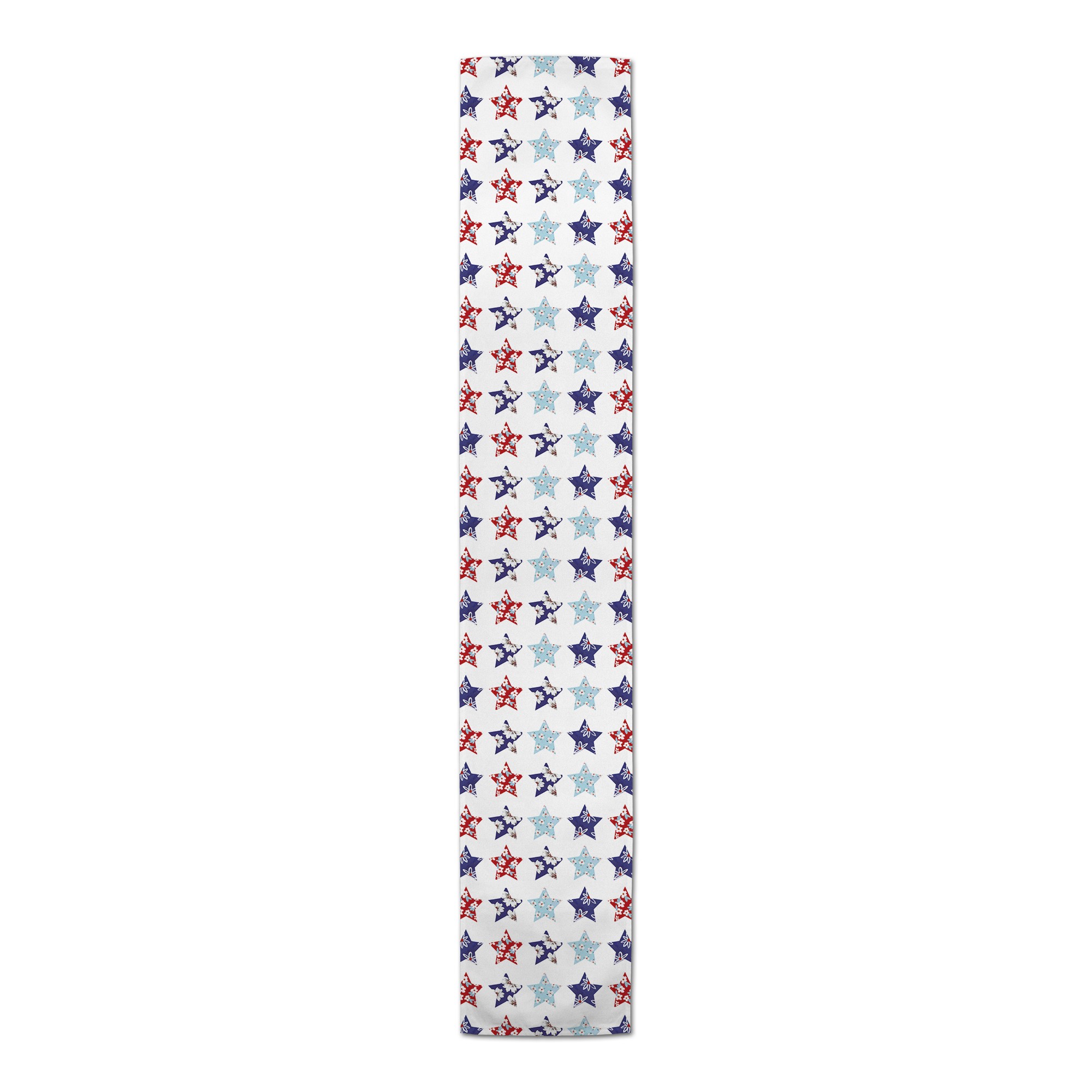 Floral Stars Pattern 16 x 72 Cotton Twill Runner