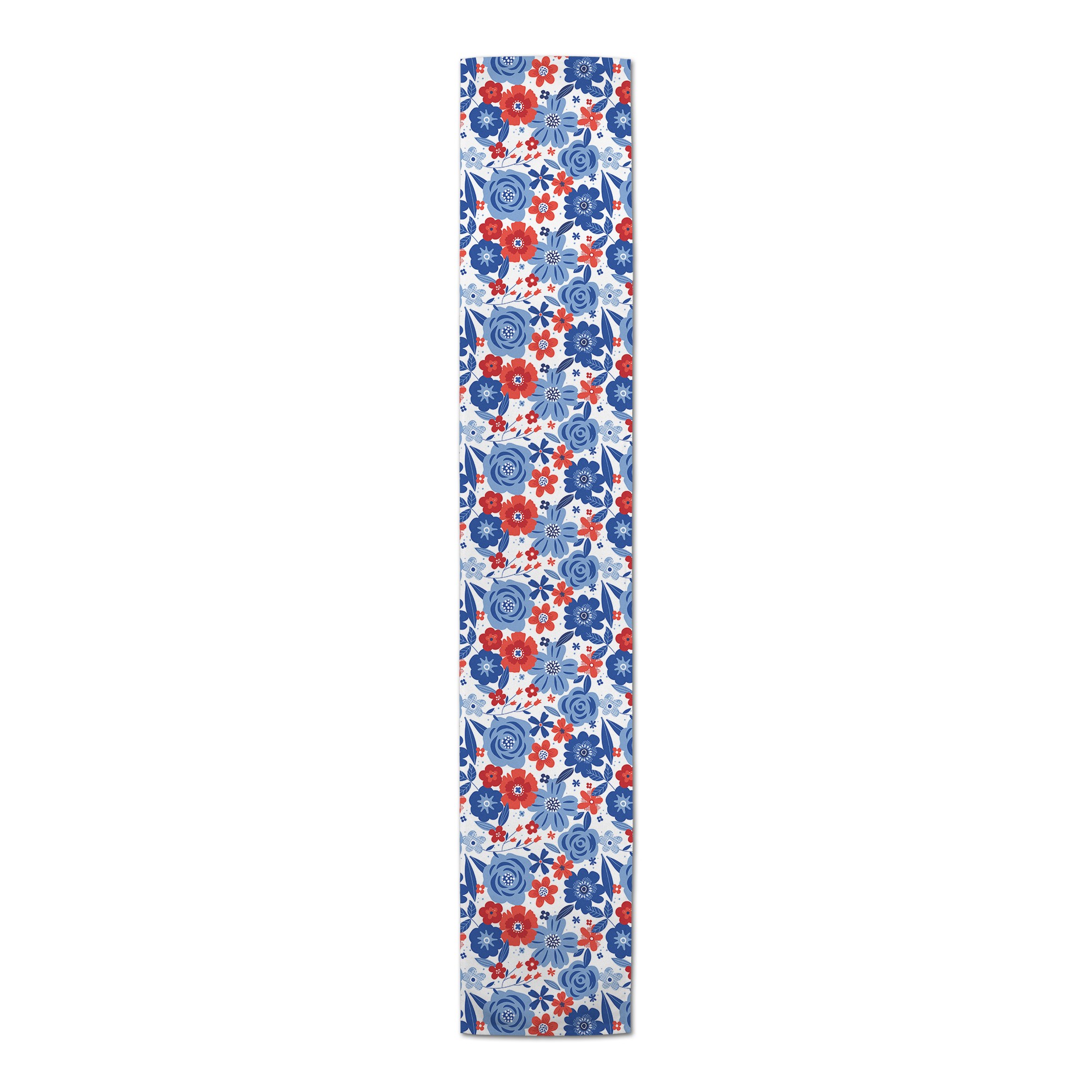 Red White and Blue Florals 16 x 90 Cotton Twill Runner
