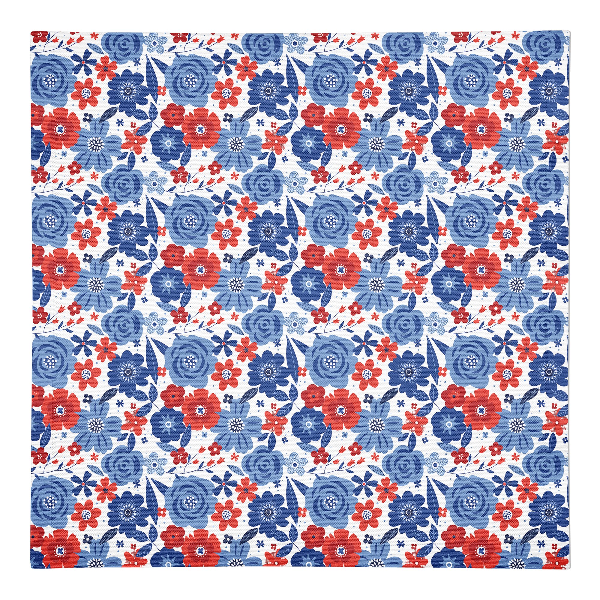 Red White and Blue Florals 10 x 10 Cotton Twill Napkin