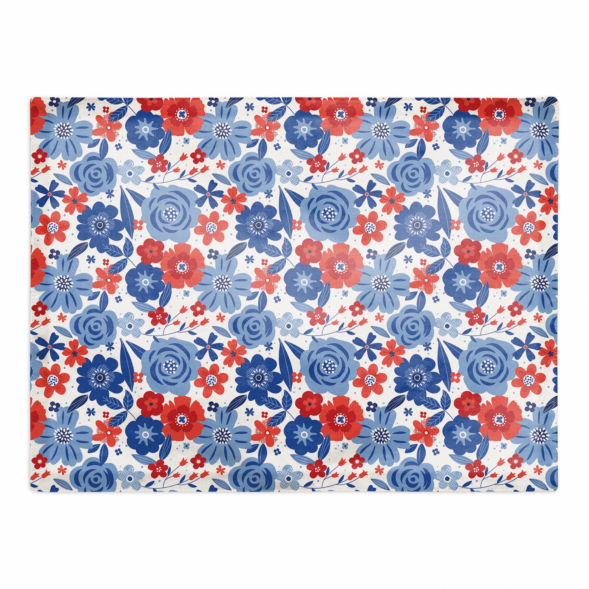 Red White and Blue Florals 14 x 18 Cotton Twill Placemat