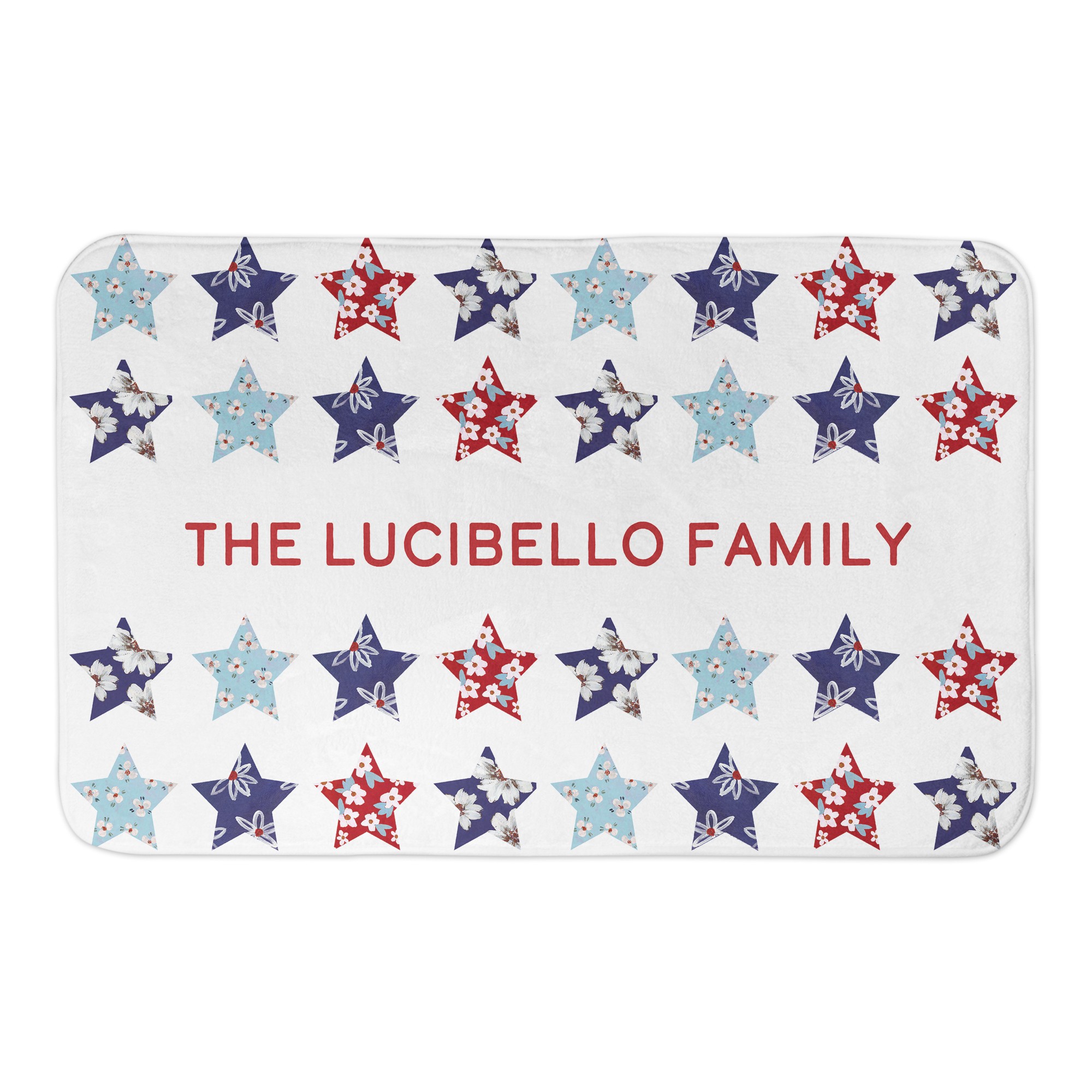 Floral Stars Pattern Personalized 21 x 34 Bath Mat