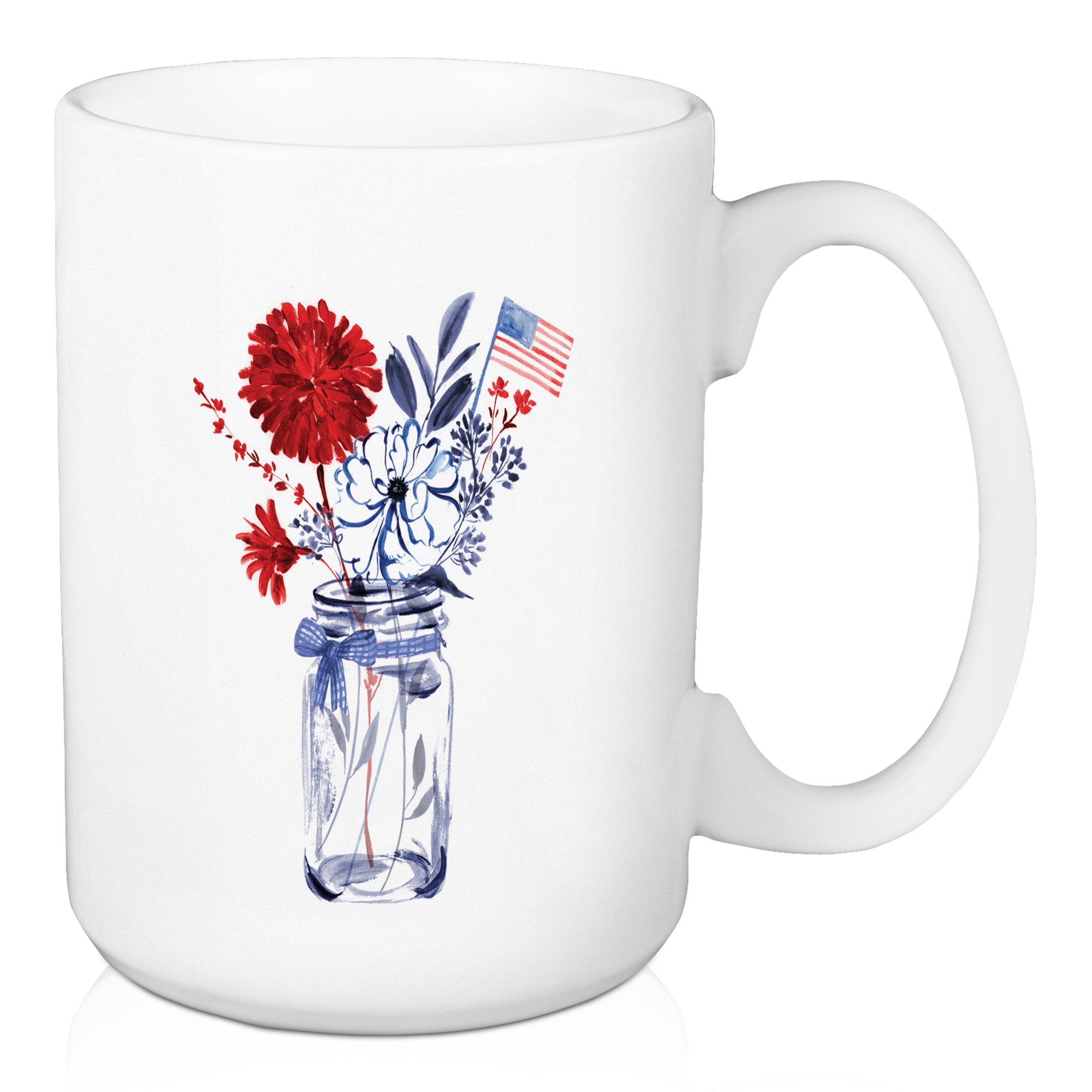 Mason Jar Patriotic Florals 5 x 4.62 Mug