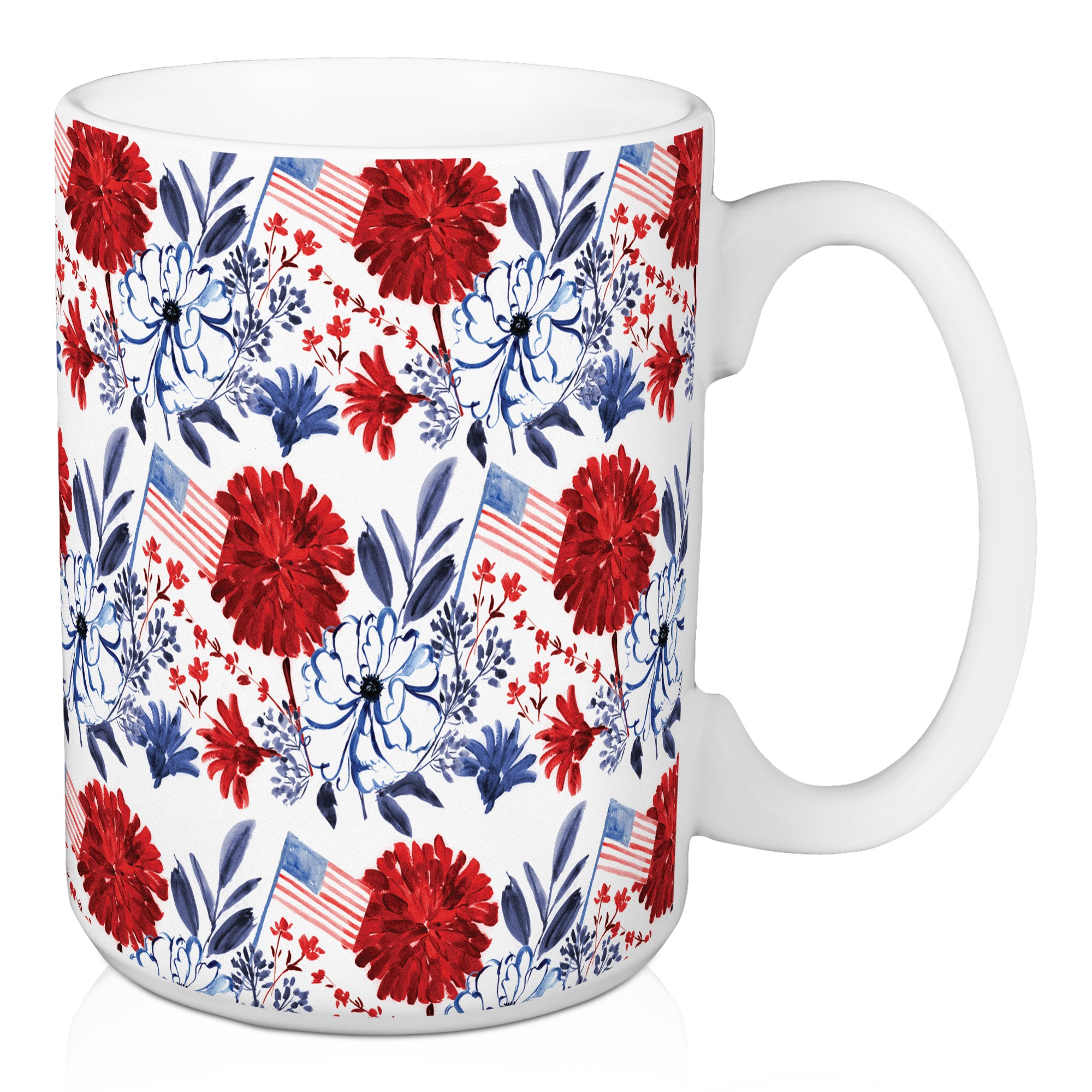 Patriotic Florals 5 x 4.62 Mug