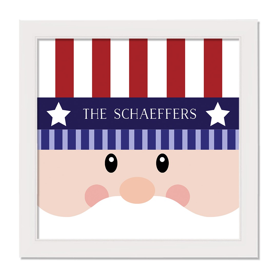 Uncle Sam Face Personalized 16 x 16 White Framed Print Under Plexiglass