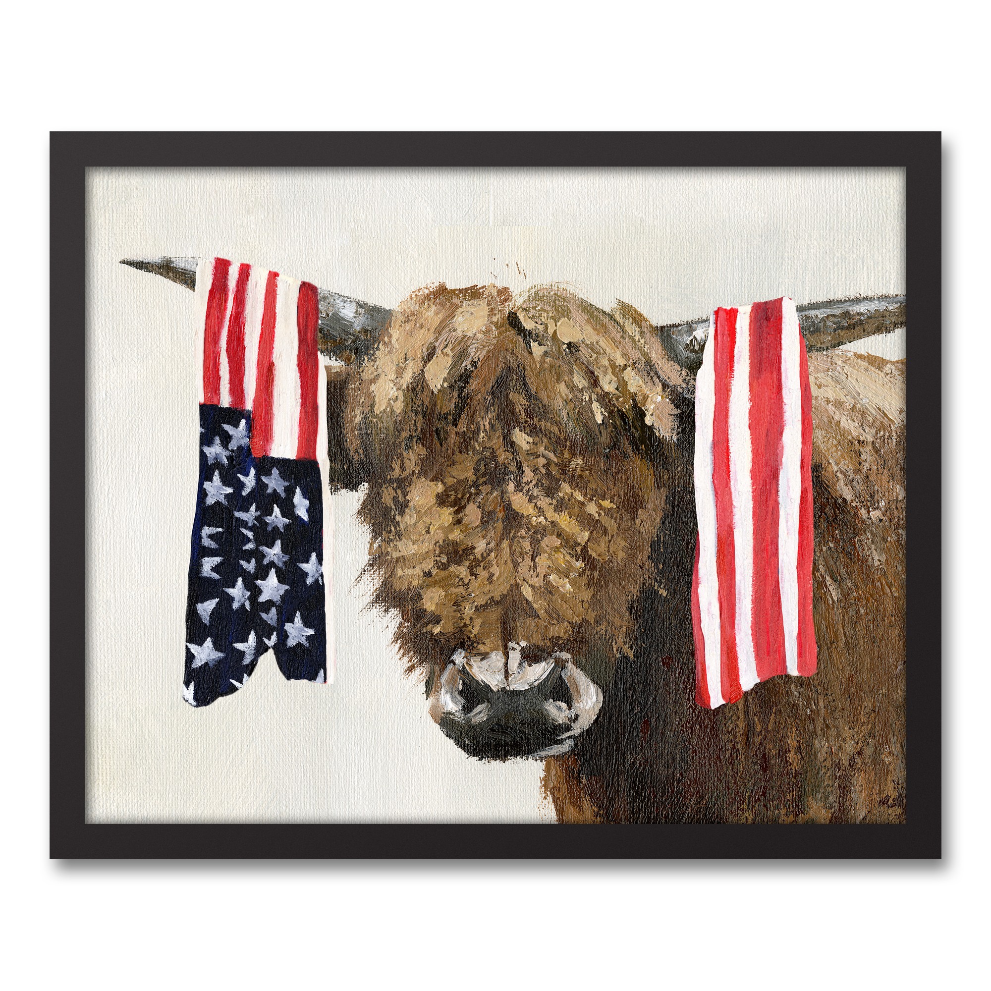 Patriotic Hyland 21.73 x 17.73 Black Framed Canvas