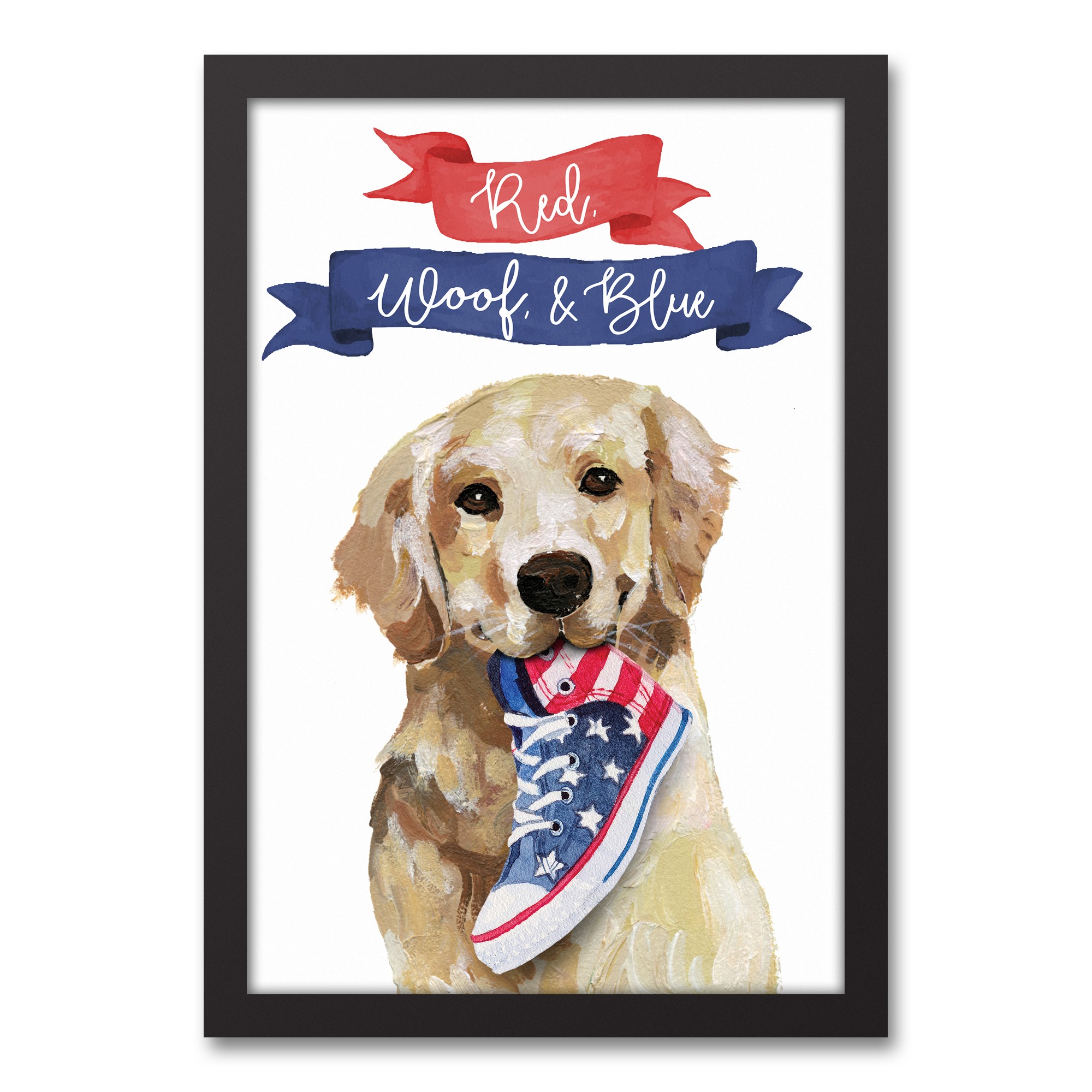Red Woof and Blue Pup 13.73 x 19.73 Black Framed Canvas
