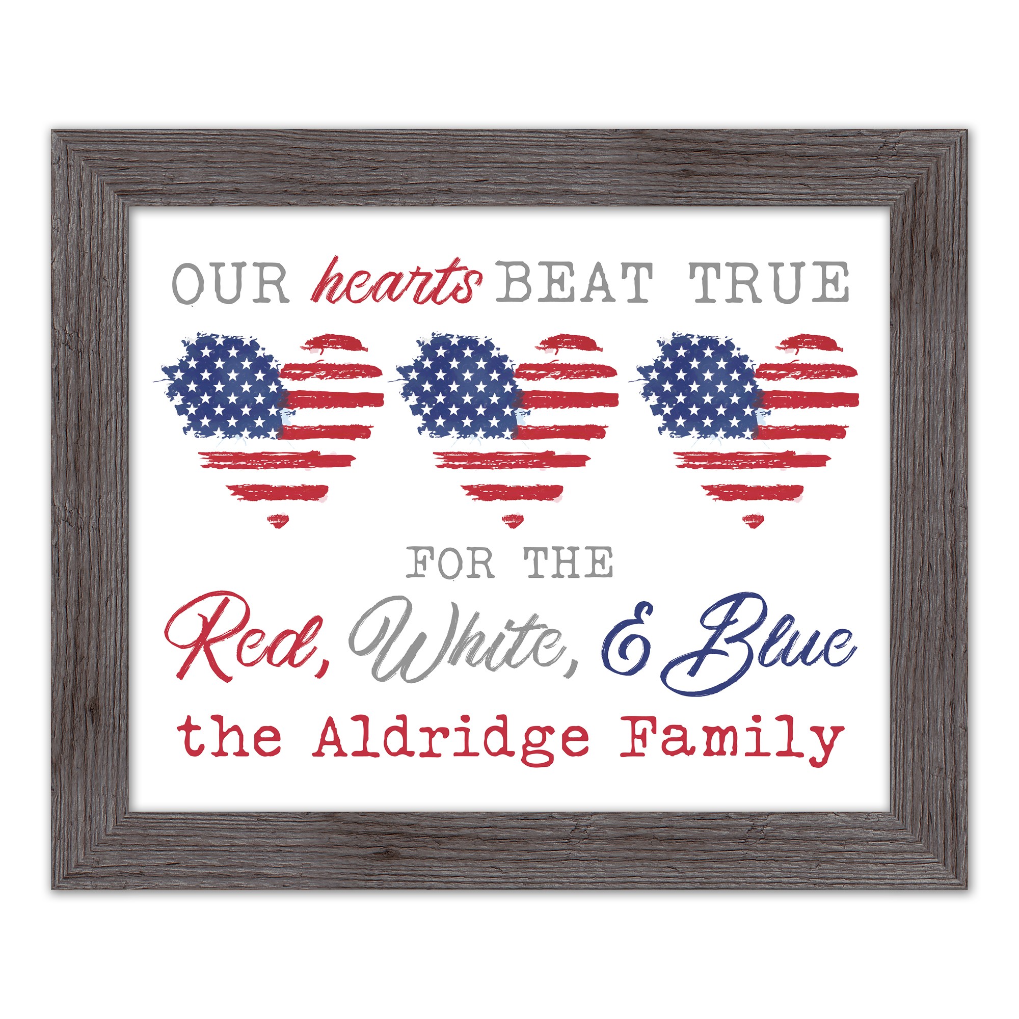 Our Hearts Beat True Personalized 20 x 16 Western Gray Framed Print