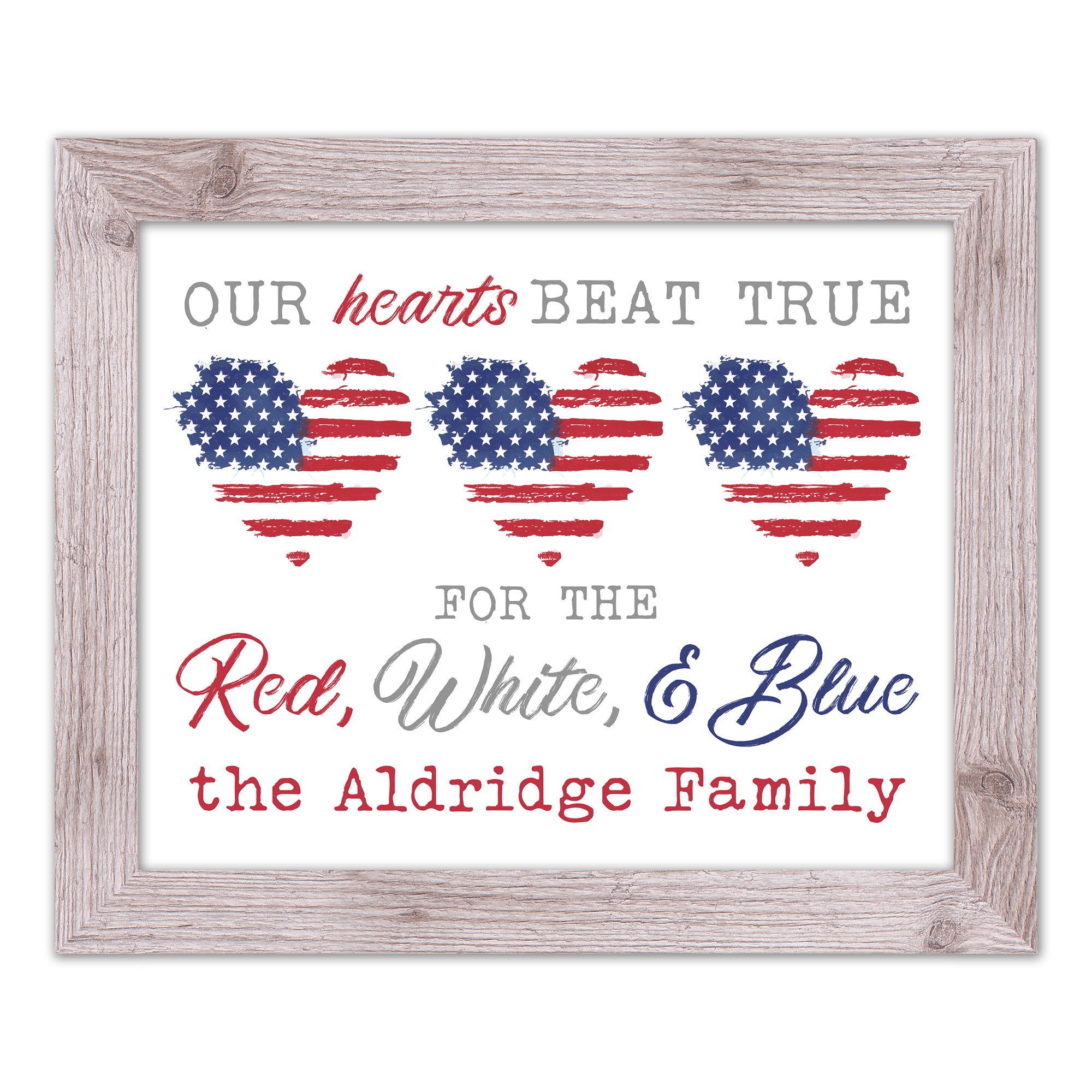 Our Hearts Beat True Personalized 20 x 16 Western White Framed Print