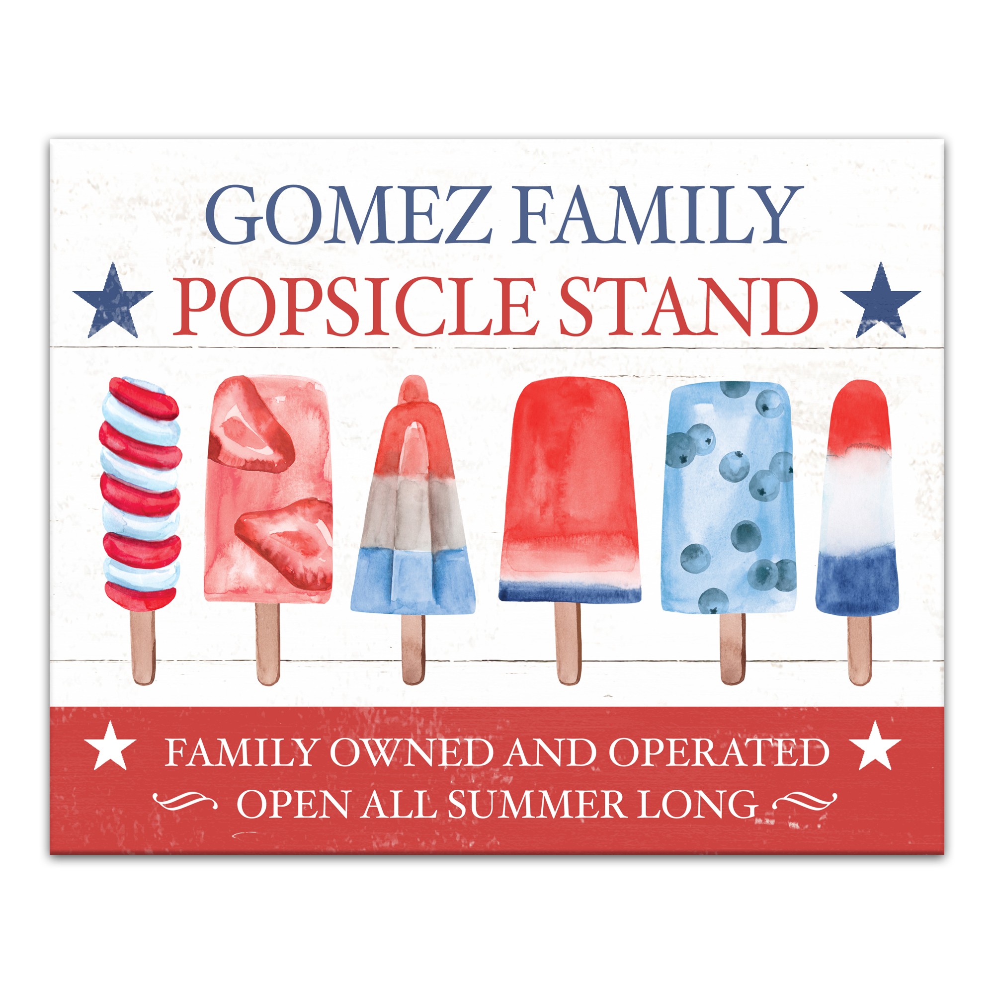 Family Popsicle Stand Personalized 20 x 16 Canvas Wall Art