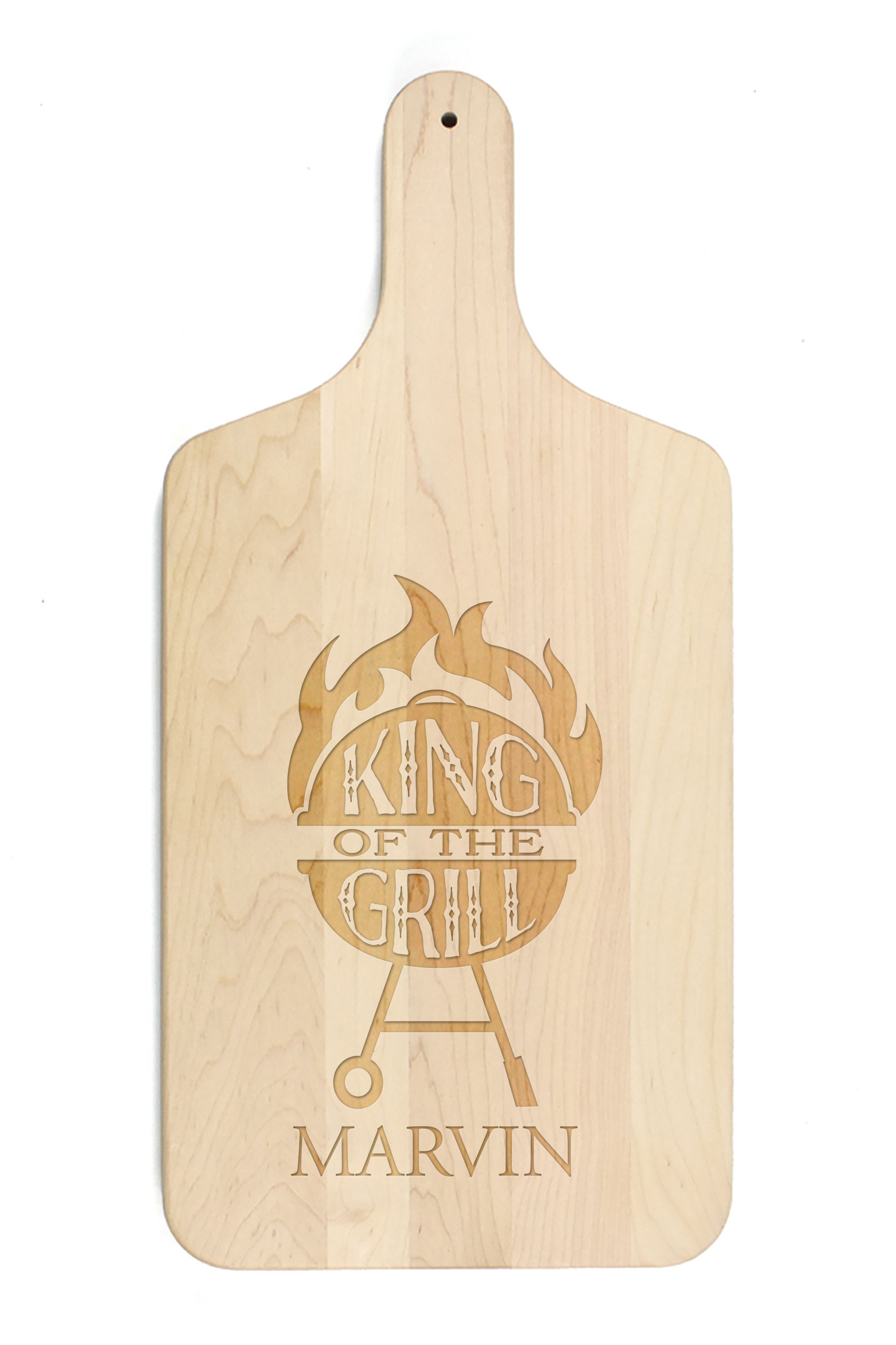 King of the Grill Personalized 8 x 17 Maple Paddle Cutting Board