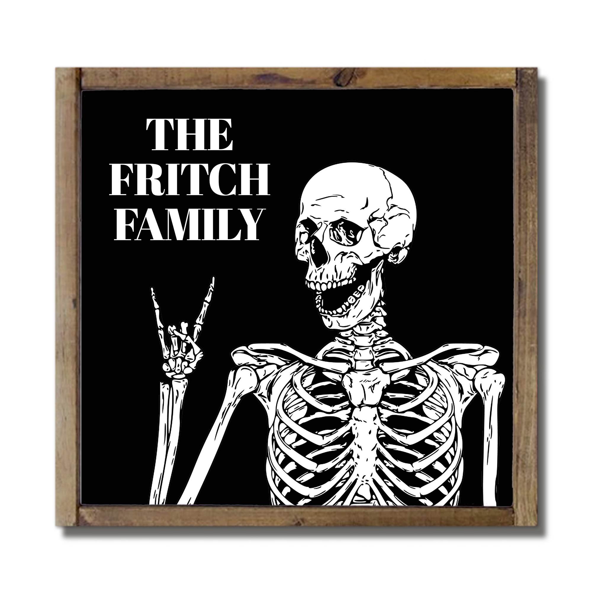 Rockin Skeleton Personalized 13.5 x 13.5 Framed Wood Plaque