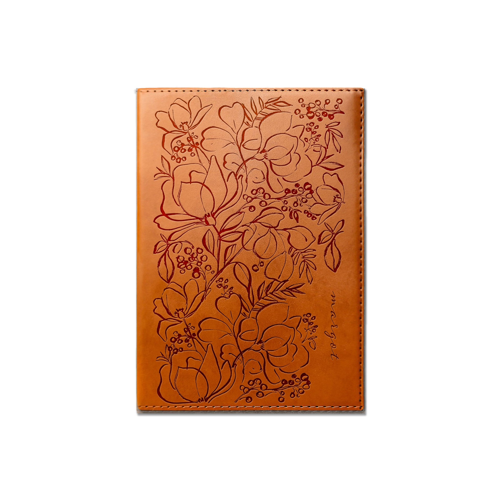 Floral Doodles Personalized 6 x 8.5 Rawhide Leather Journal