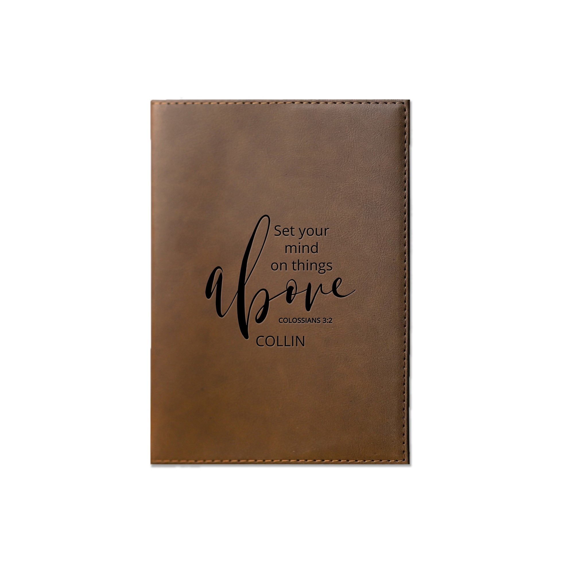 Set Your Mind on Things Above Personalized 6 x 8.5 Brown Leather Journal