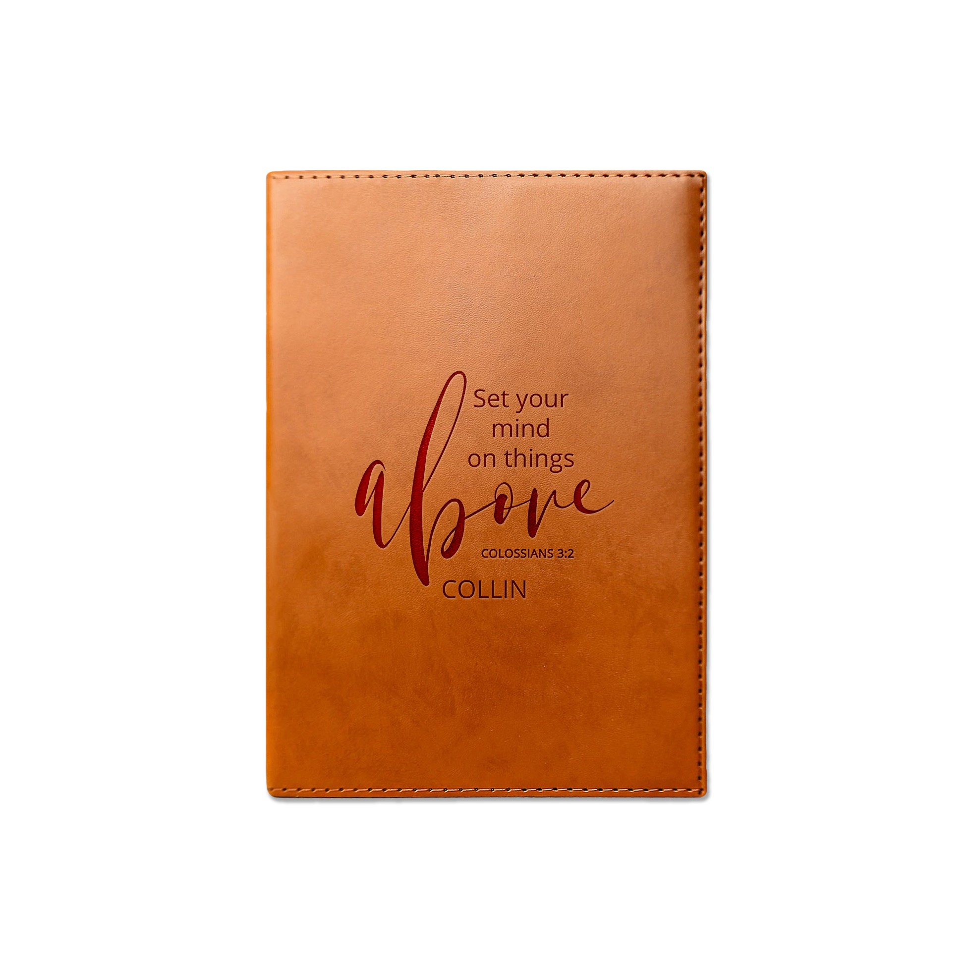 Set Your Mind on Things Above Personalized 6 x 8.5 Rawhide Leather Journal