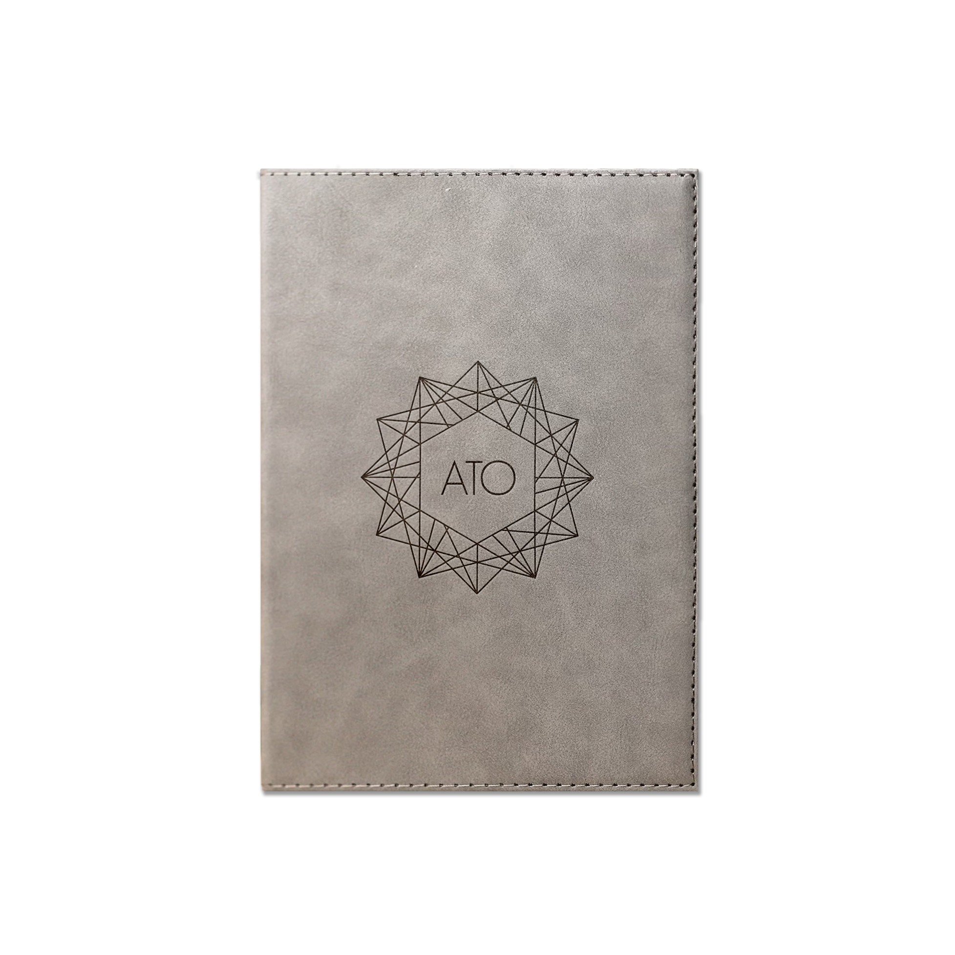 Geo Shape Monogram Personalized 6 x 8.5 Gray Leather Journal