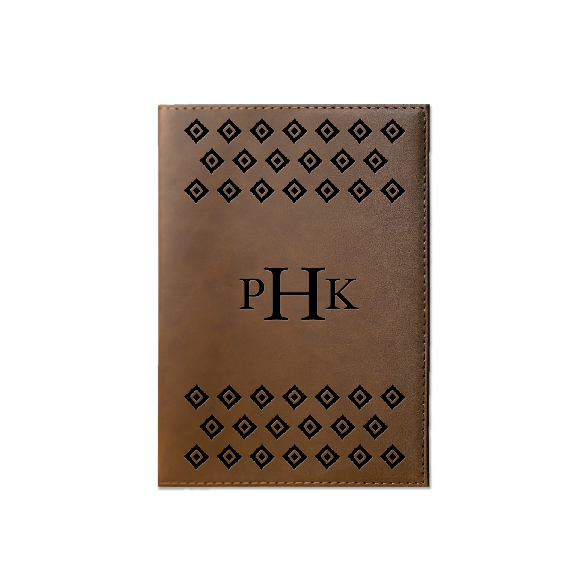 Ikat Diamond Personalized 6 x 8.5 Brown Leather Journal