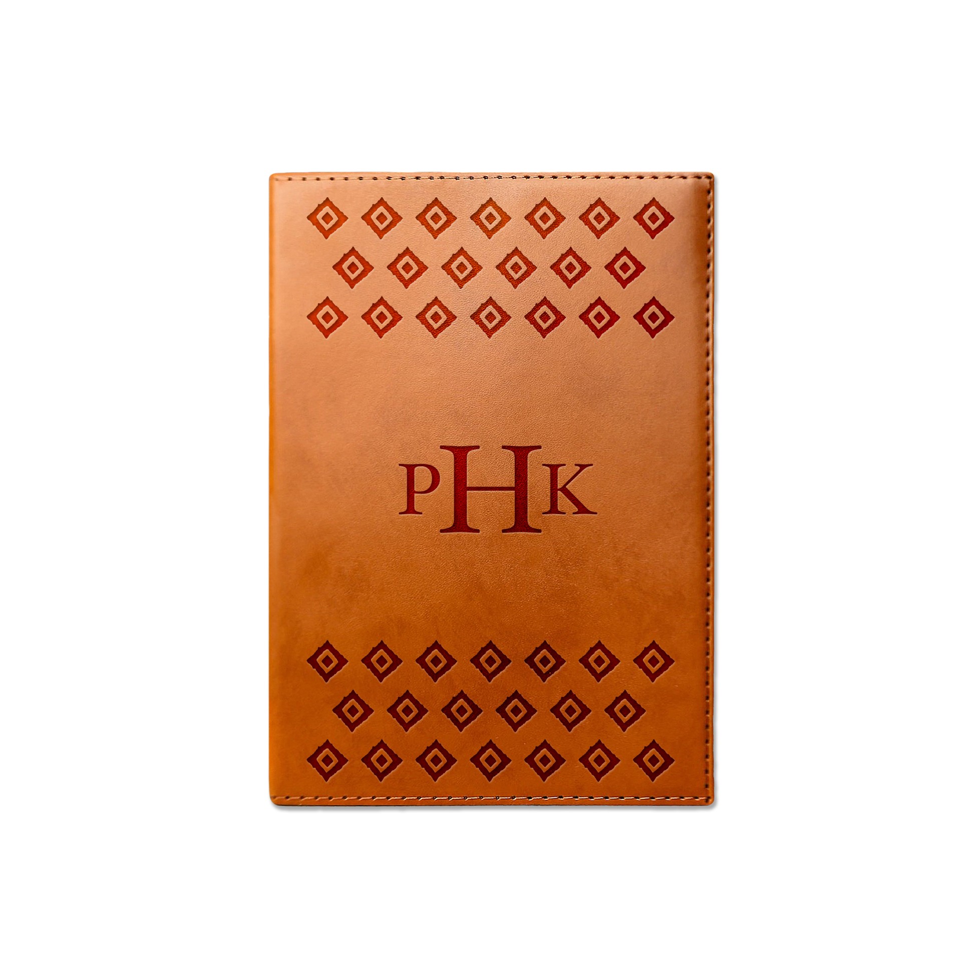 Ikat Diamond Personalized 6 x 8.5 Rawhide Leather Journal