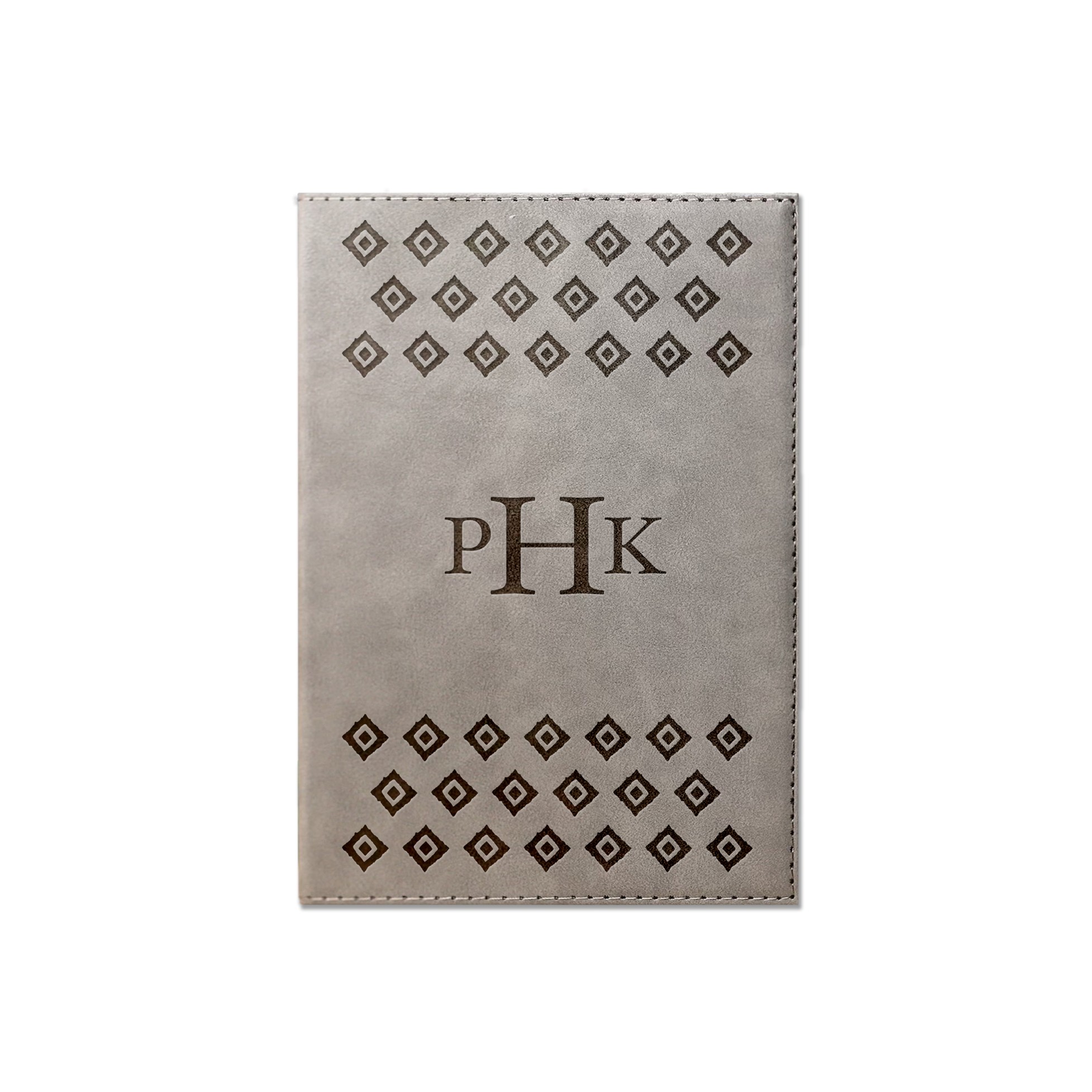 Ikat Diamond Personalized 6 x 8.5 Gray Leather Journal