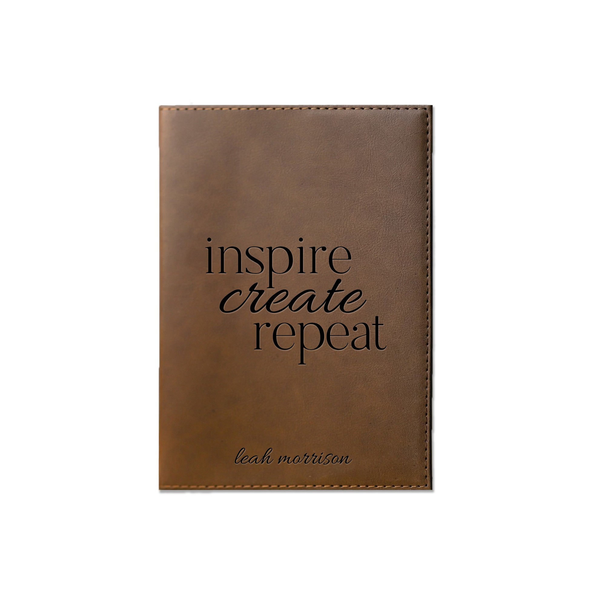 Inspire Create Repeat Personalized 6 x 8.5 Brown Leather Journal
