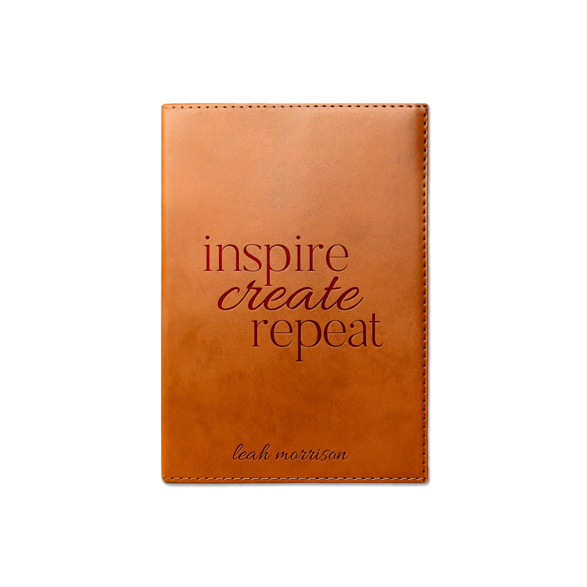 Inspire Create Repeat Personalized 6 x 8.5 Rawhide Leather Journal