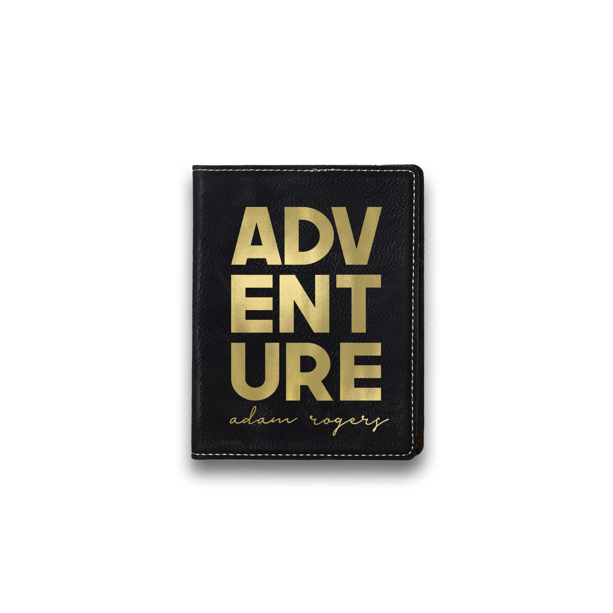 Adventure Personalized 4.5 x 5.5 Black Leather Passport Holder
