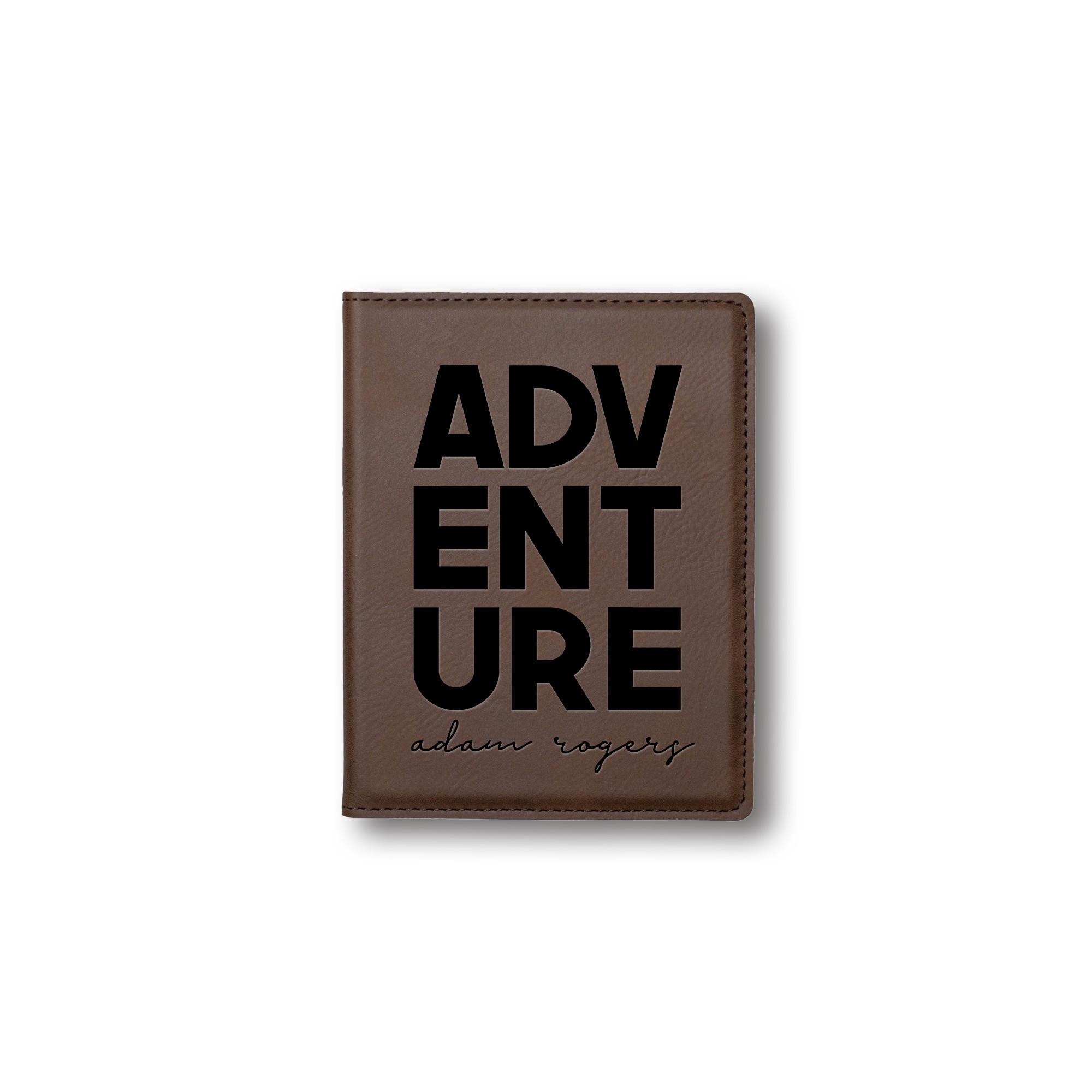 Adventure Personalized 4.5 x 5.5 Brown Leather Passport Holder