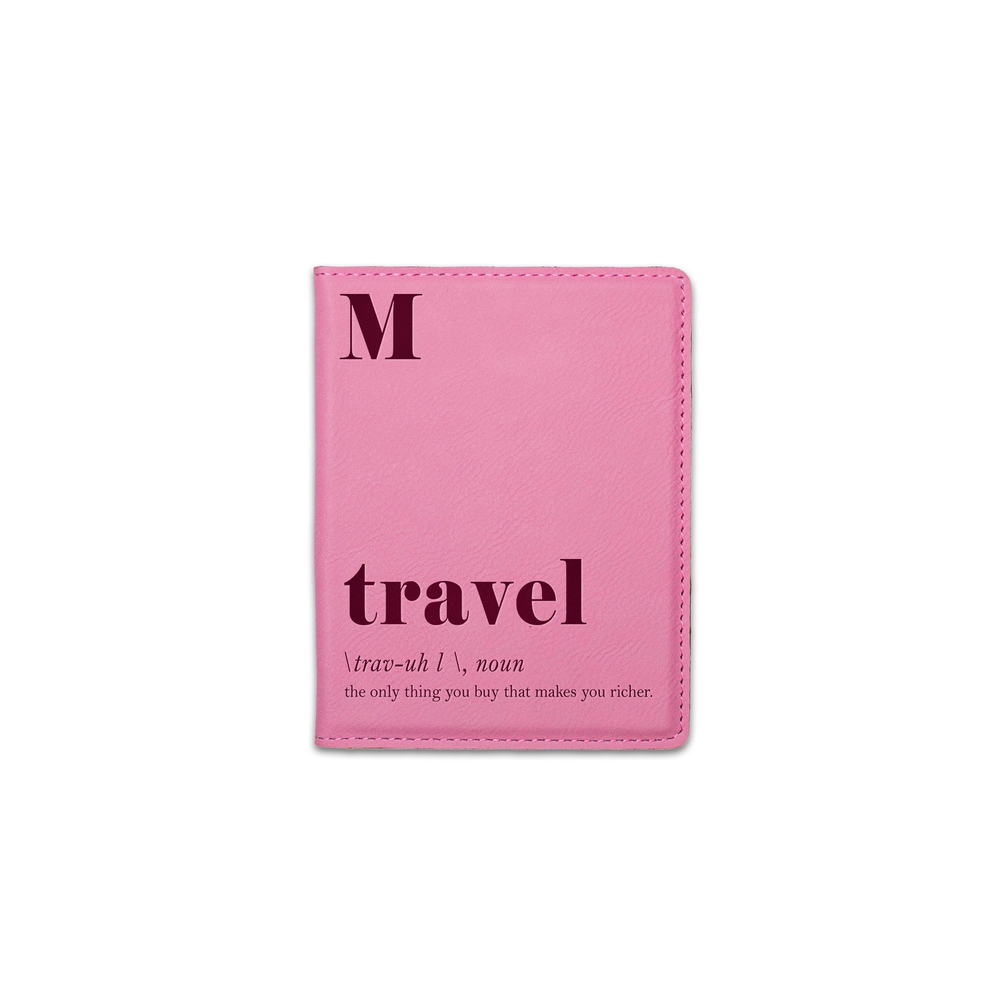 Travel Definition Personalized 4.5 x 5.5 Pink Leather Passport Holder