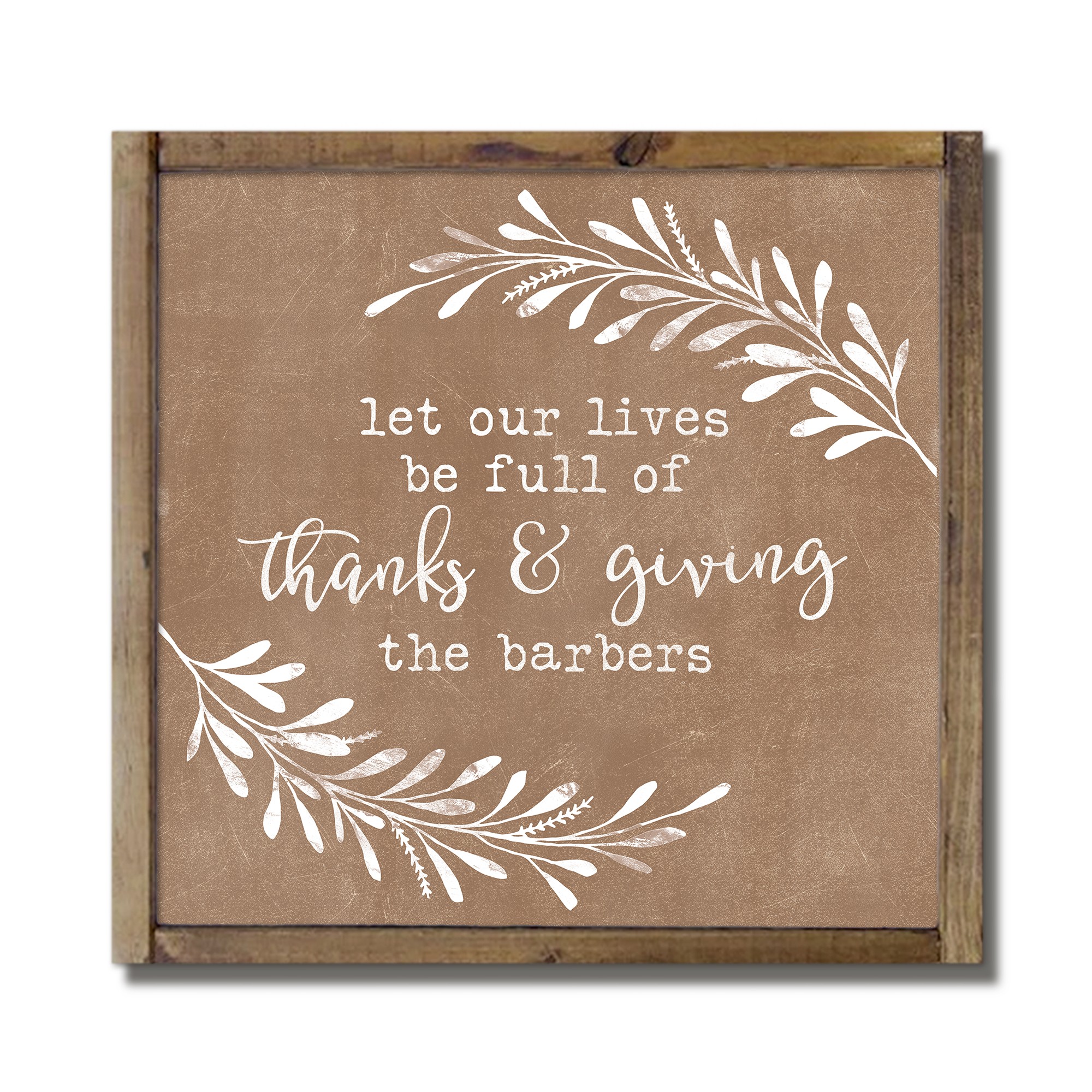 Thanks and Giving Personalized 13.5 x 13.5 Framed Wood Plaque