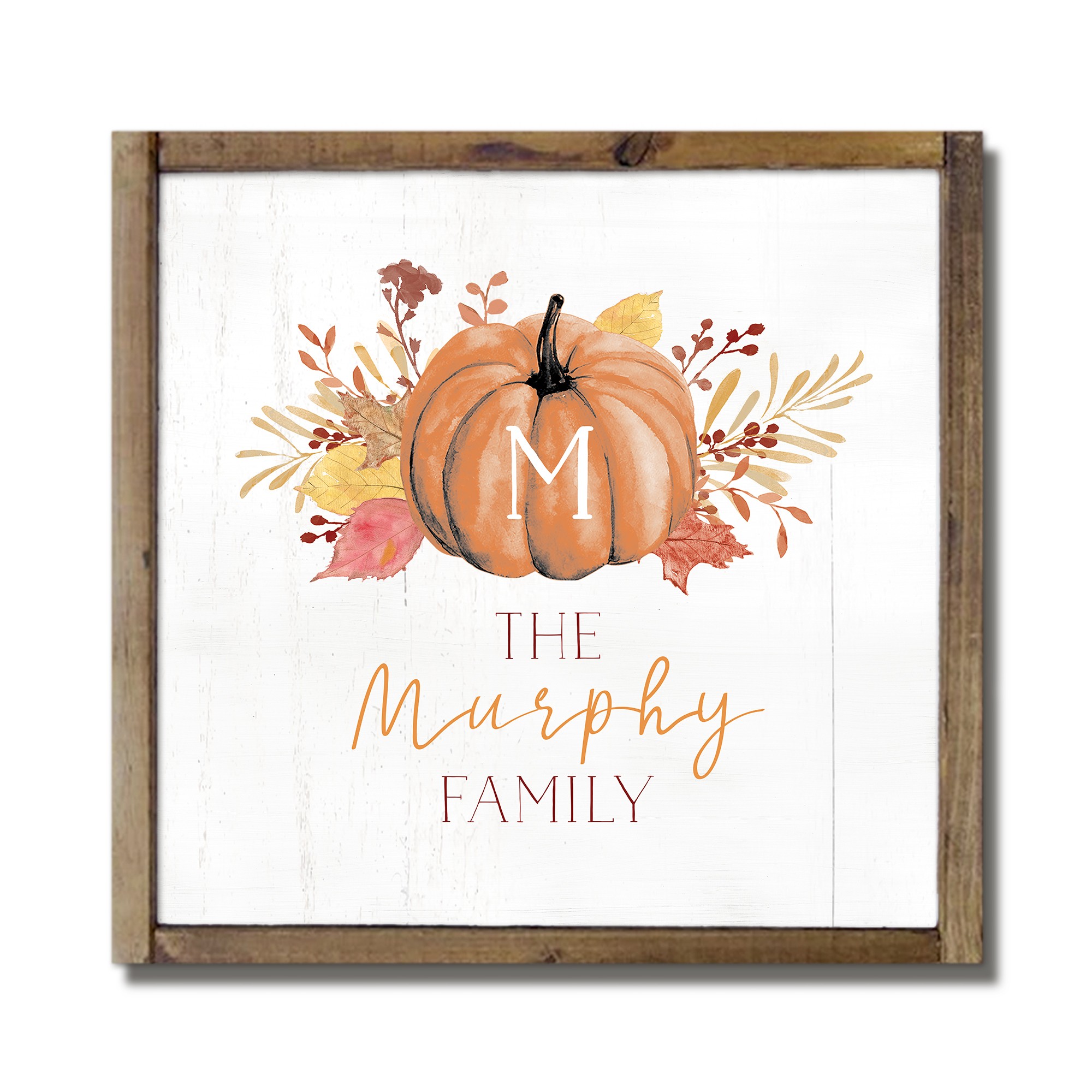Harvest Family Monogram Personalized 13.5 x 13.5 Framed Wood Plaque