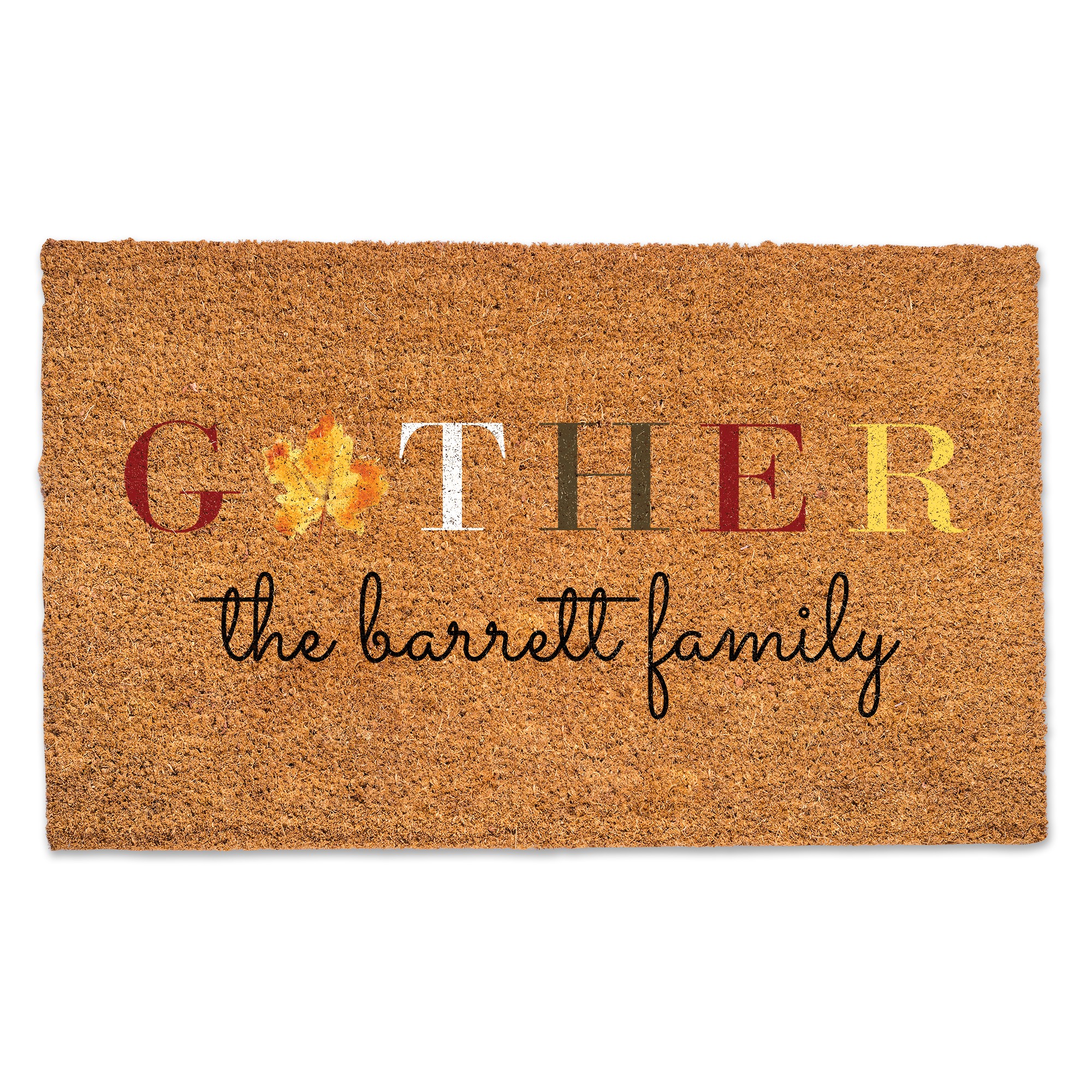 Gather Leaf Personalized 30 x 18 Door Mat
